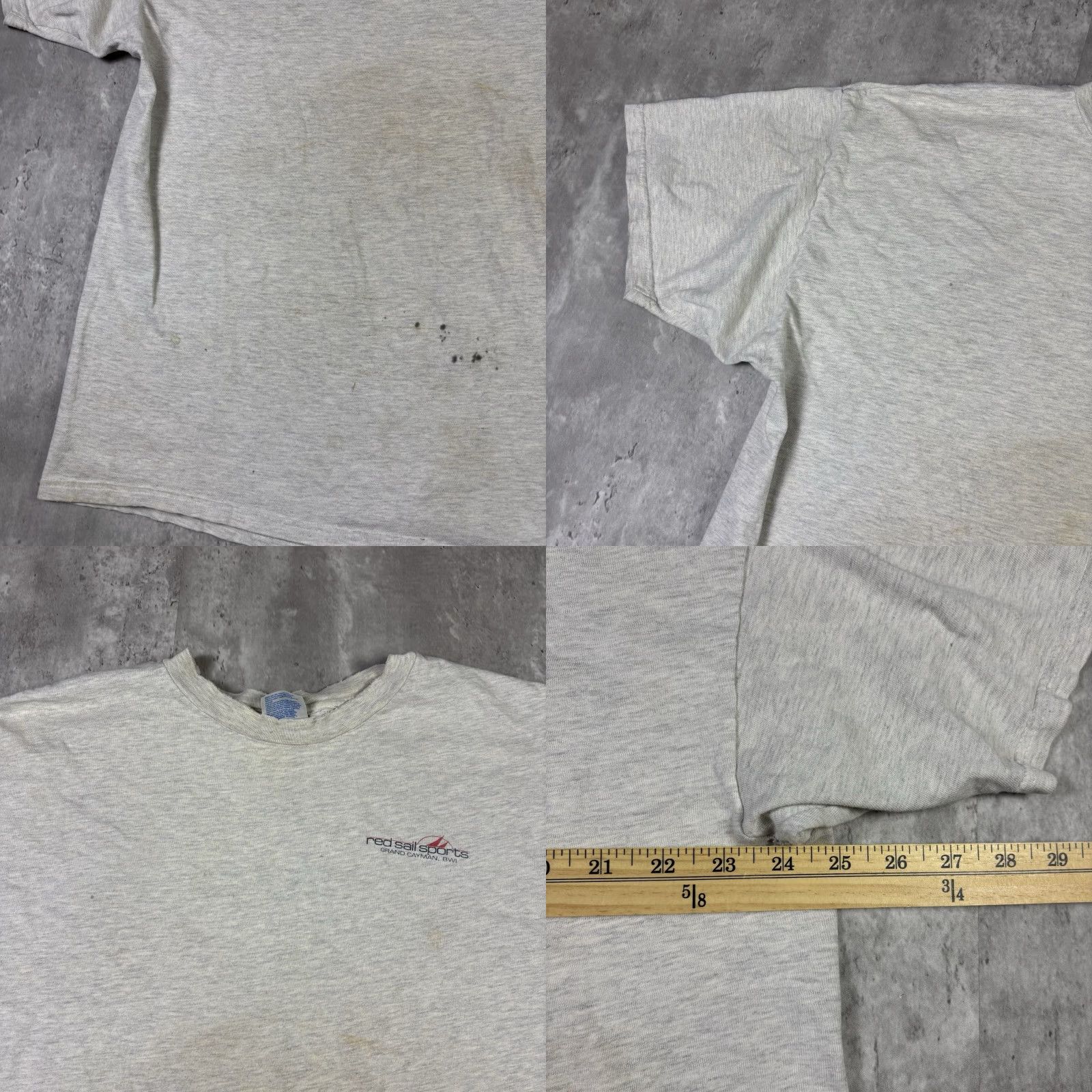 Hanes VINTAGE 90s Red Sail Sports T Shirt Adult 2XL Hanes Gray Cotton Graphic Print Short Sleeve Crew Neck Men Sports 90s Retro Vintage Mens Size US XXL / EU 58 / 5 - 10 Thumbnail