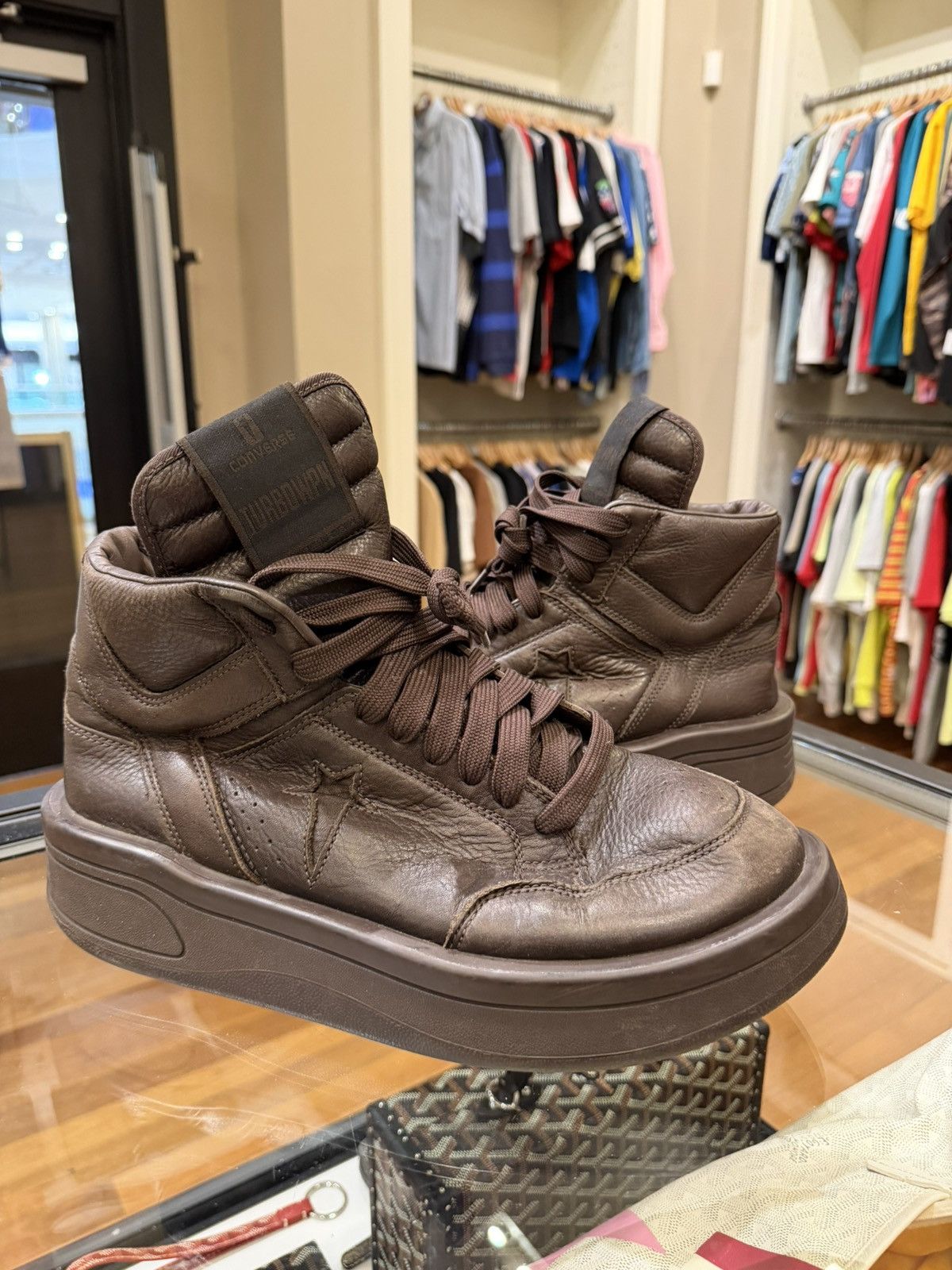 Converse × Rick Owens Drkshdw Rick Owens x Converse DRKSHDW TURBOWPN Mids - Clay Size US 10 / EU 43 - 1 Thumbnail
