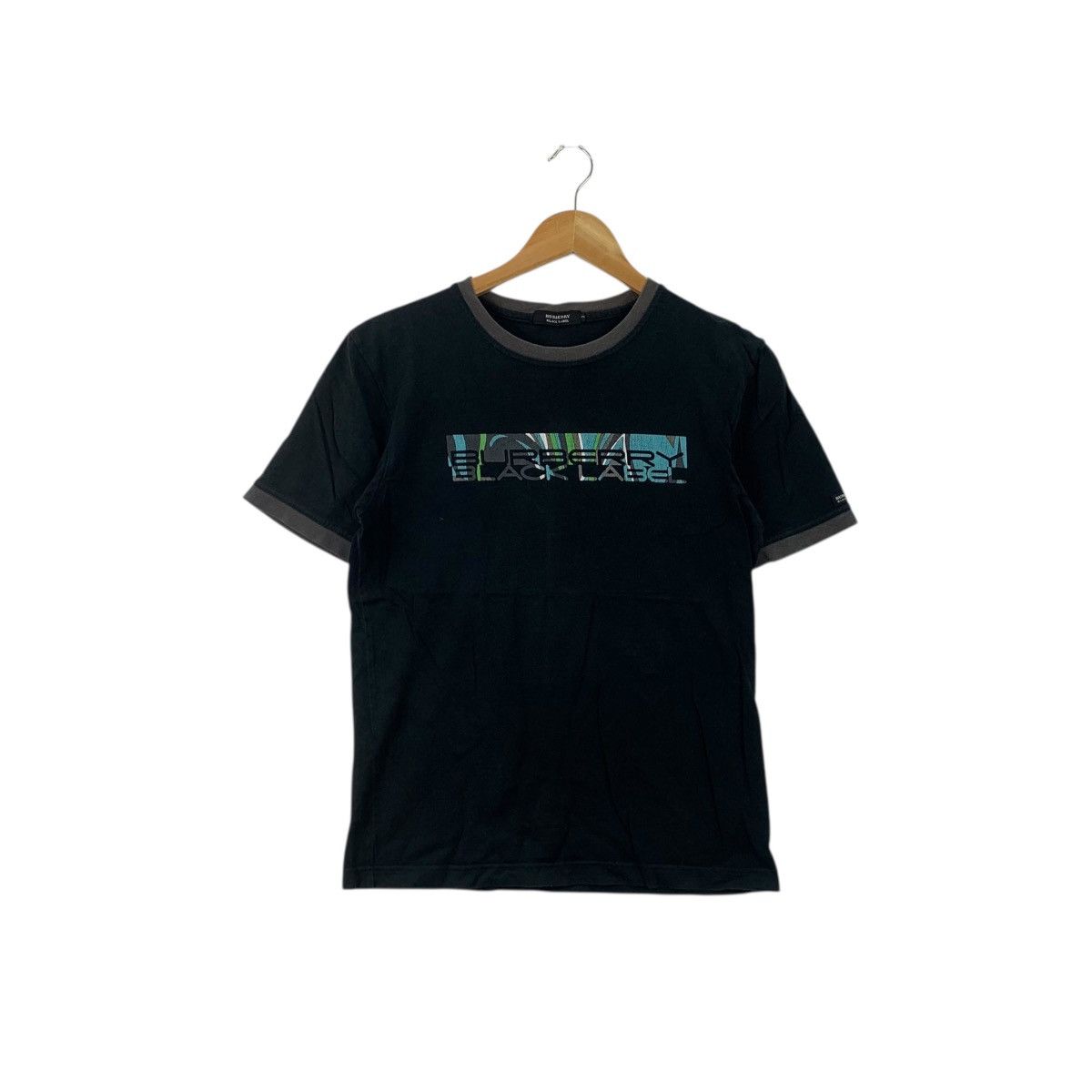 Burberry Vintage BURBERRY BLACK LABEL Box Logo Ringer Tee Shirt Top Size S / US 4 / IT 40 - 1 Thumbnail