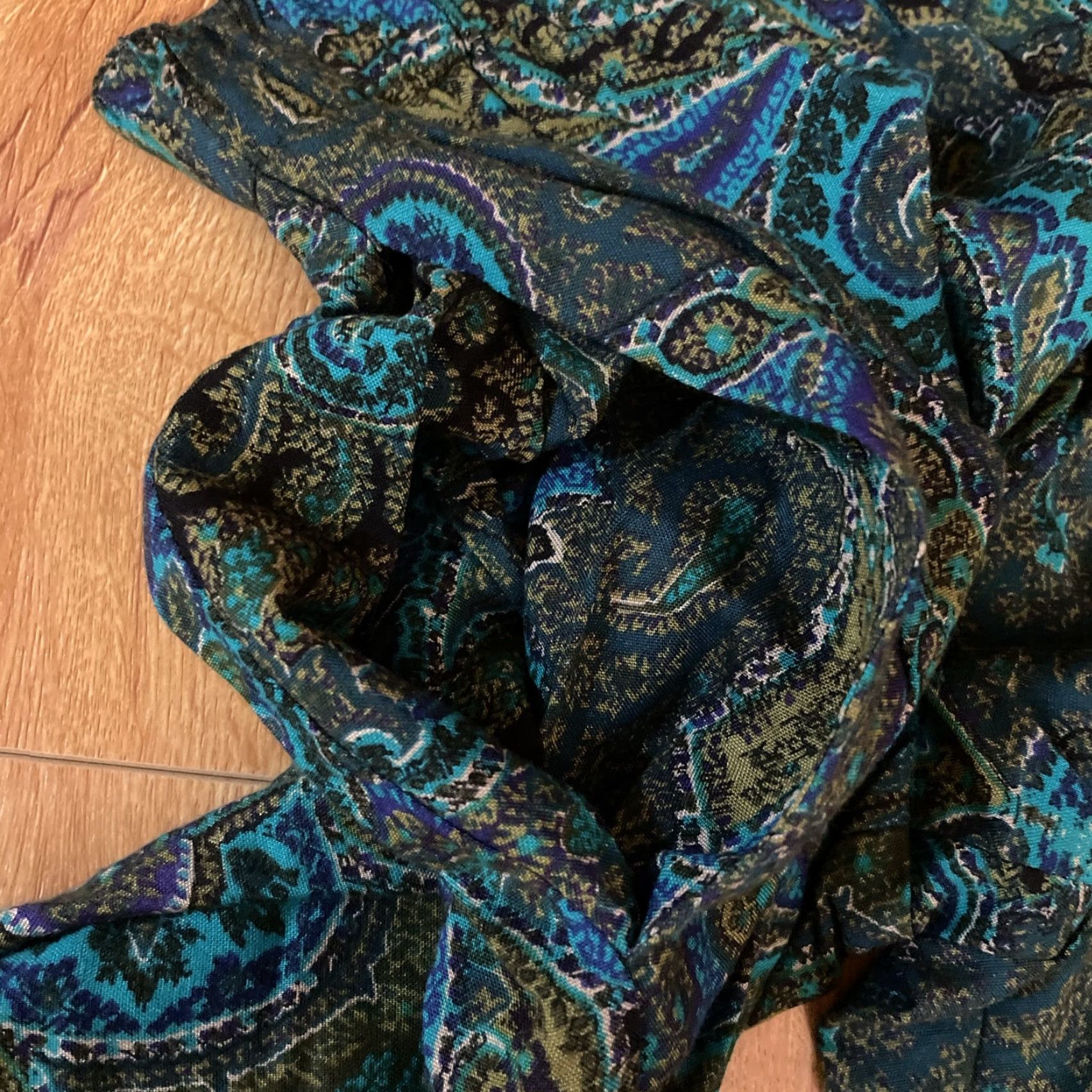 Vintage VINTAGE CAbi Carol Anderson Palazzo Pants Paisley Green Abstract Jewel Tapered USA Women Pants Size 32" / US 10 / IT 46 - 7 Thumbnail