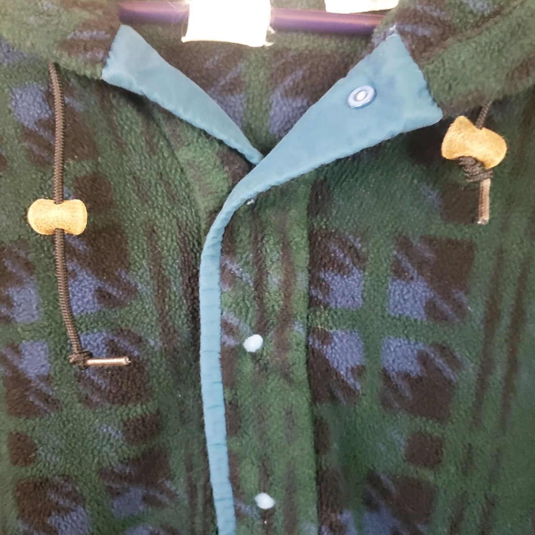 Vintage L.L. Bean Women's XL Blue Green Plaid Fleece Hoodie Half-Snap Pullover Logo Trail Fleece Half-Snap Puillow Hoodie Size XL / US 12-14 / IT 48-50 - 4 Thumbnail