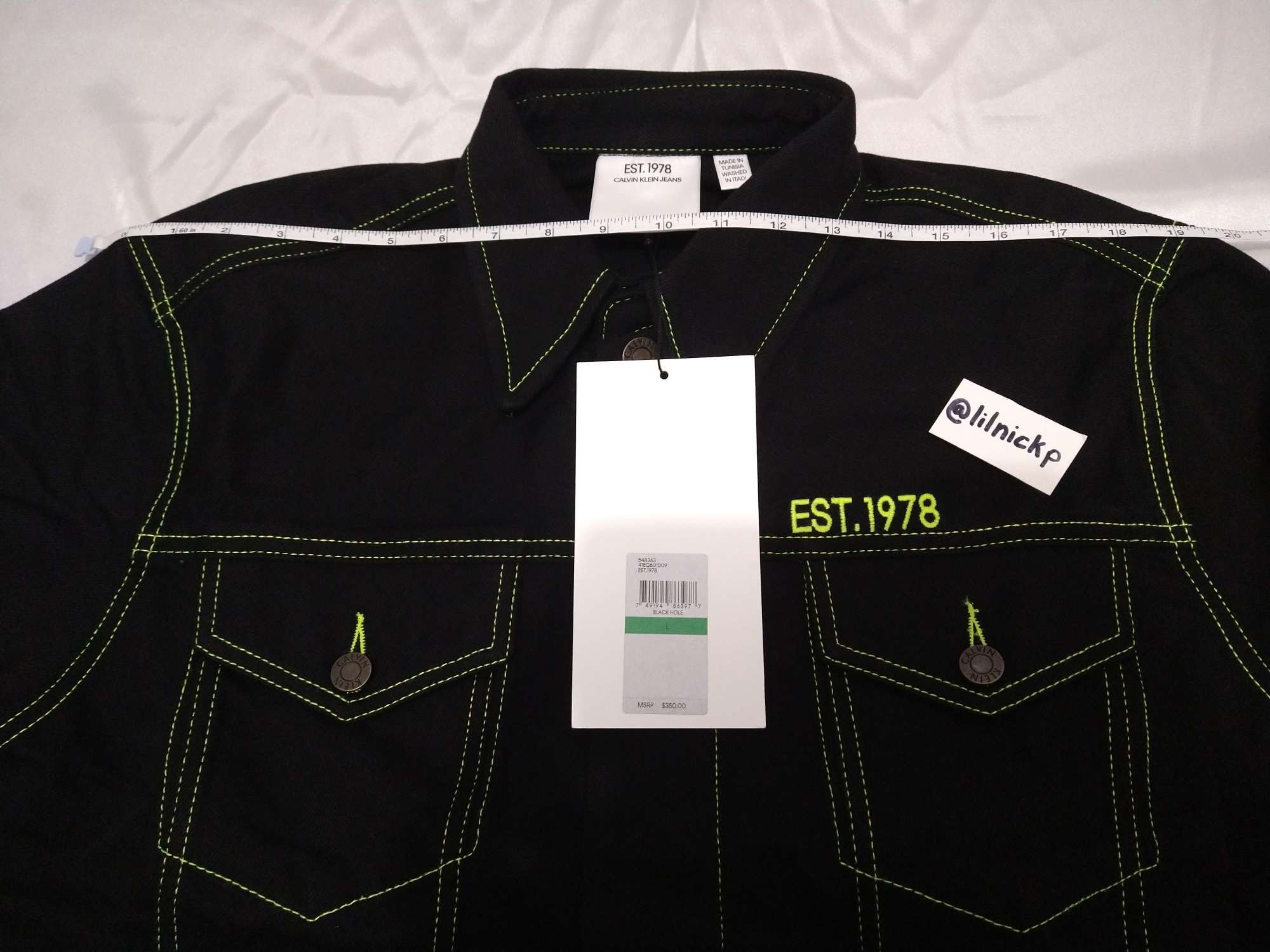 Calvin Klein 205W39NYC EST. 1978 Black Hole Denim Trucker Jacket Size US L / EU 52-54 / 3 - 6 Thumbnail