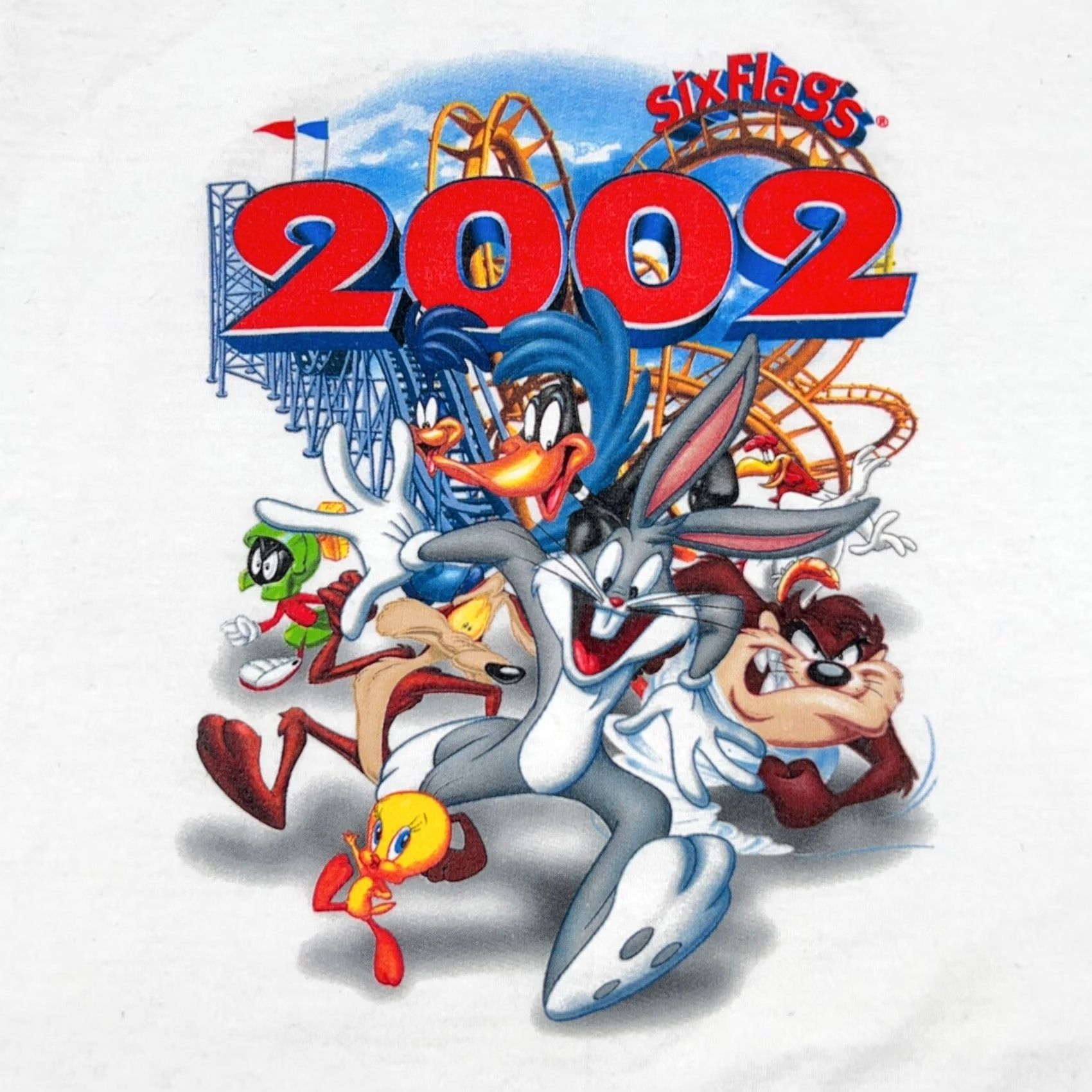 Vintage VTG SIX FLAGS LOONEY TUNES TANK TOP T-Shirt XL Theme park roller coaster Shirt Mens Vintage 90s 80s White Cotton Sleeveless Nike Size US M / EU 48-50 / 2 - 5 Thumbnail