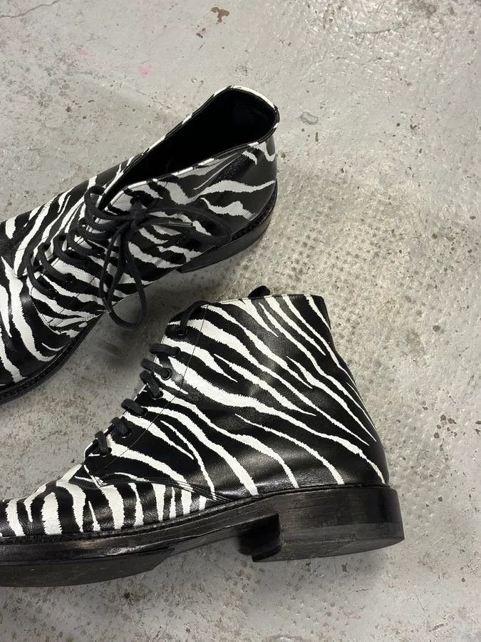 Saint Laurent Paris SS2014 Saint Laurent Black Zebra Leather Boots by Hedi Slimane Size US 8 / EU 41 - 6 Thumbnail