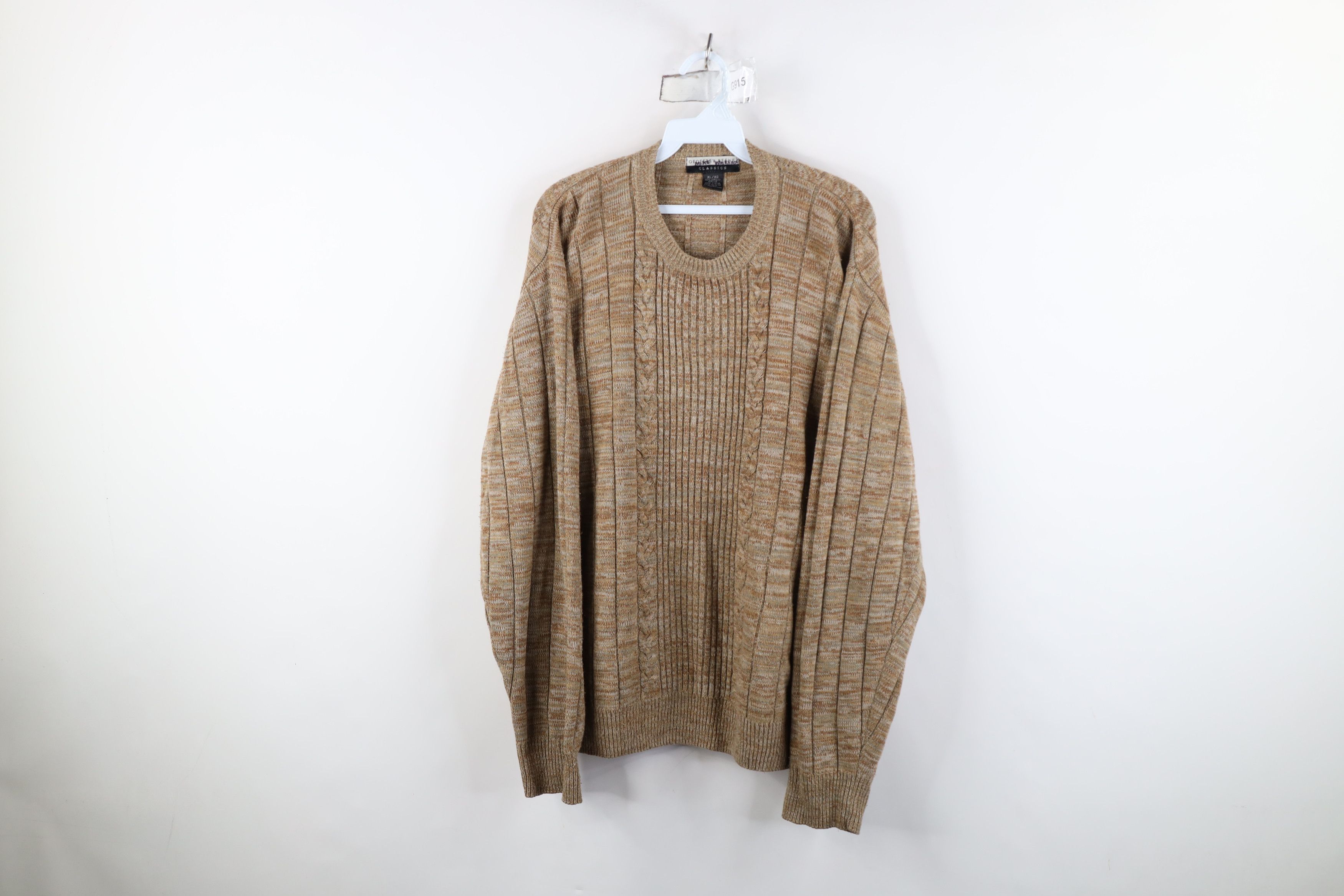 Vintage Vintage 90s Streetwear Fleck Cable Knit Ribbed Sweater Beige Size US XL / EU 56 / 4 - 1 Thumbnail