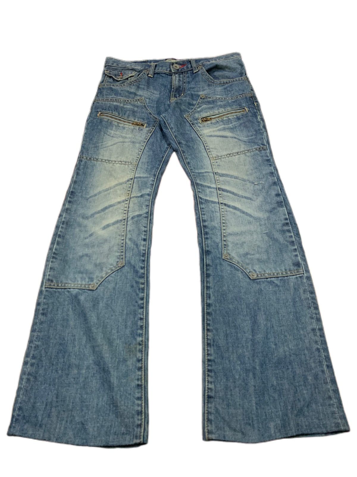 If Six Was Nine × Le Grande Bleu (L.G.B.) CRAZY double knee flare with multipocket jeans Size US 31 - 1 Thumbnail