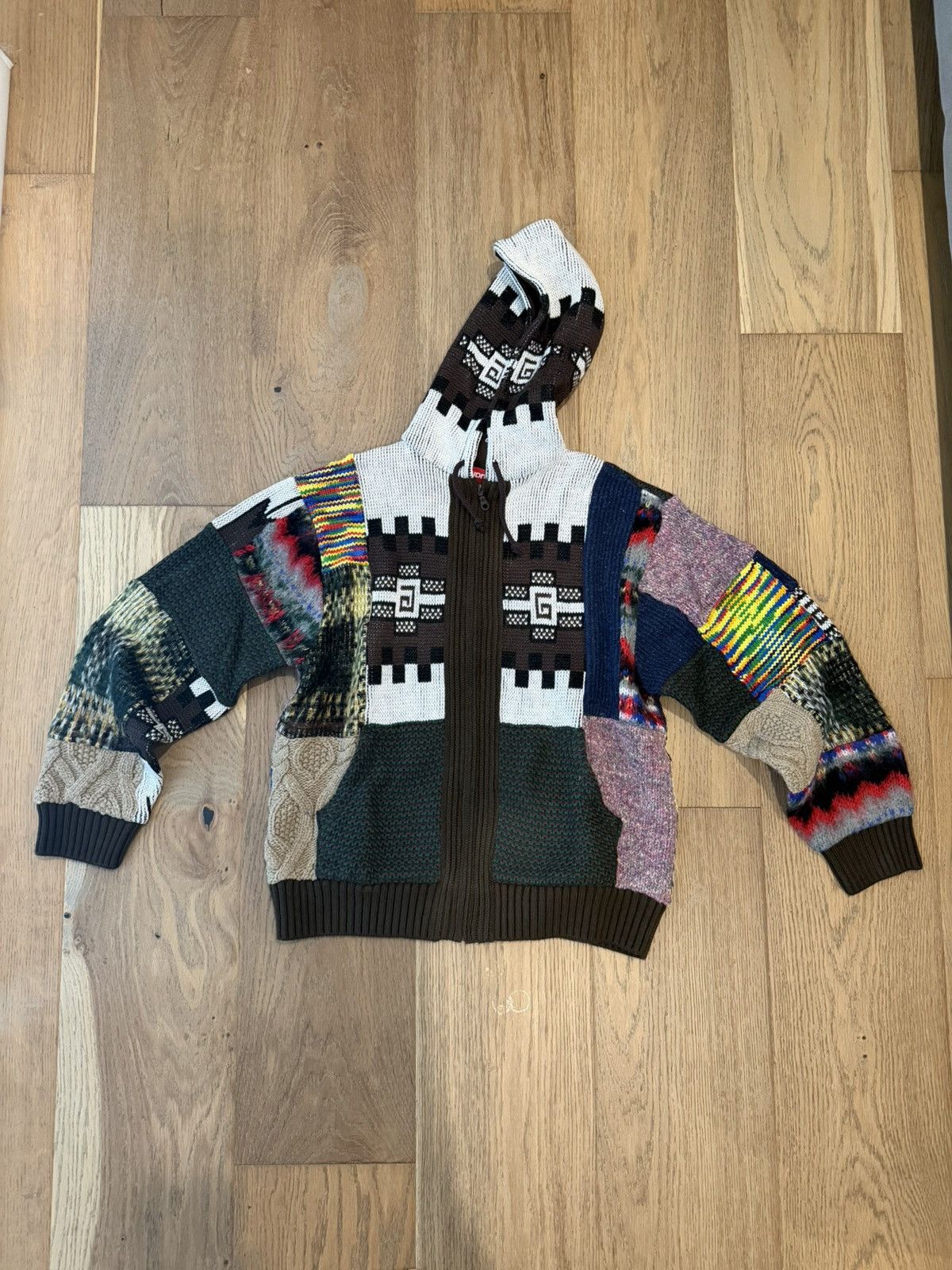Supreme Supreme Crochet Hooded Zip-Up Sweater Multicolor | Grailed