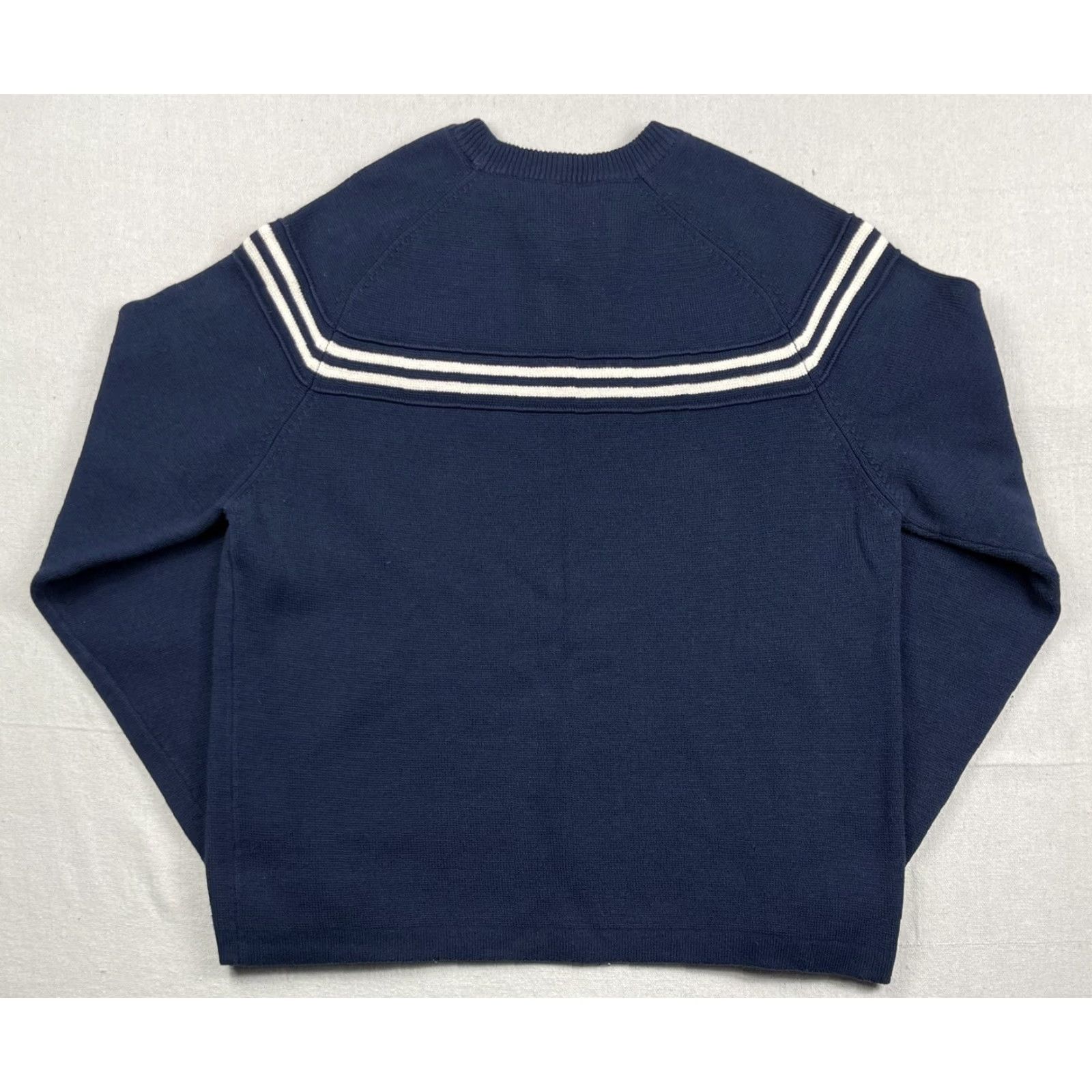 Abercrombie & Fitch VINTAGE Abercrombie & Fitch Sweater Crewneck Hoodie Men L Blue 92 Patch Knit Stripe Embroidered Outdoor Casual Pullover Knit Cotton Blend Size US L / EU 52-54 / 3 - 2 Thumbnail