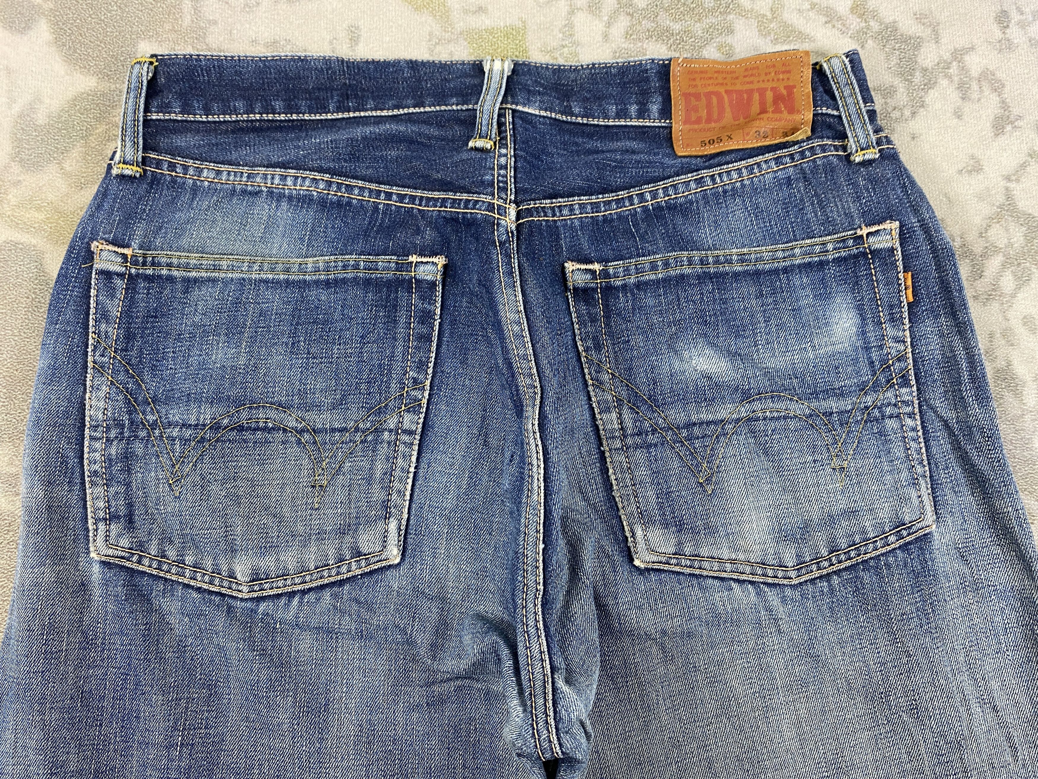 Edwin EDWIN 505ZX SELVEDGE FADED DISTRESSED DENIM 32x29- JN3865 Size US 32 / EU 48 - 4 Thumbnail