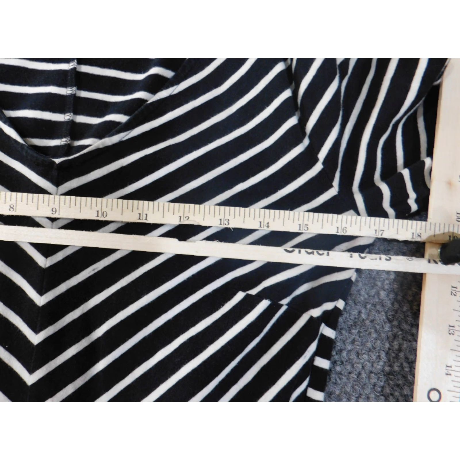 Old Navy Old Navy Dress Midi Black Striped Womens Stretch Cotton V-Neck Raglan Sleeve Long Sleeve Sundress, Casual, black, M, Regular, Women Size M / US 6-8 / IT 42-44 - 5 Thumbnail
