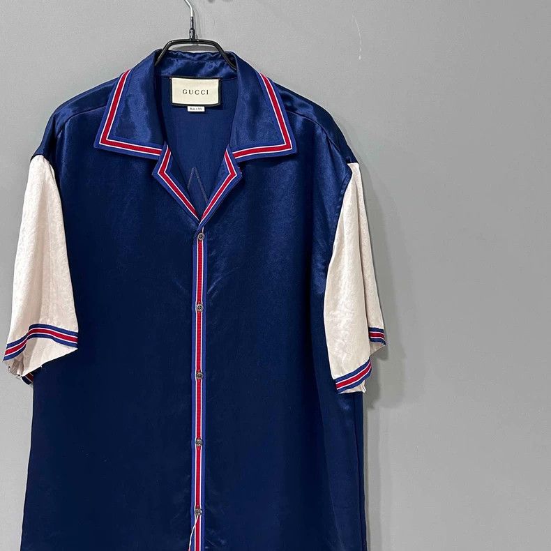 Gucci Gucci Blue and white stitching short-sleeved shirt 2506-Nex Size US M / EU 48-50 / 2 - 2 Thumbnail