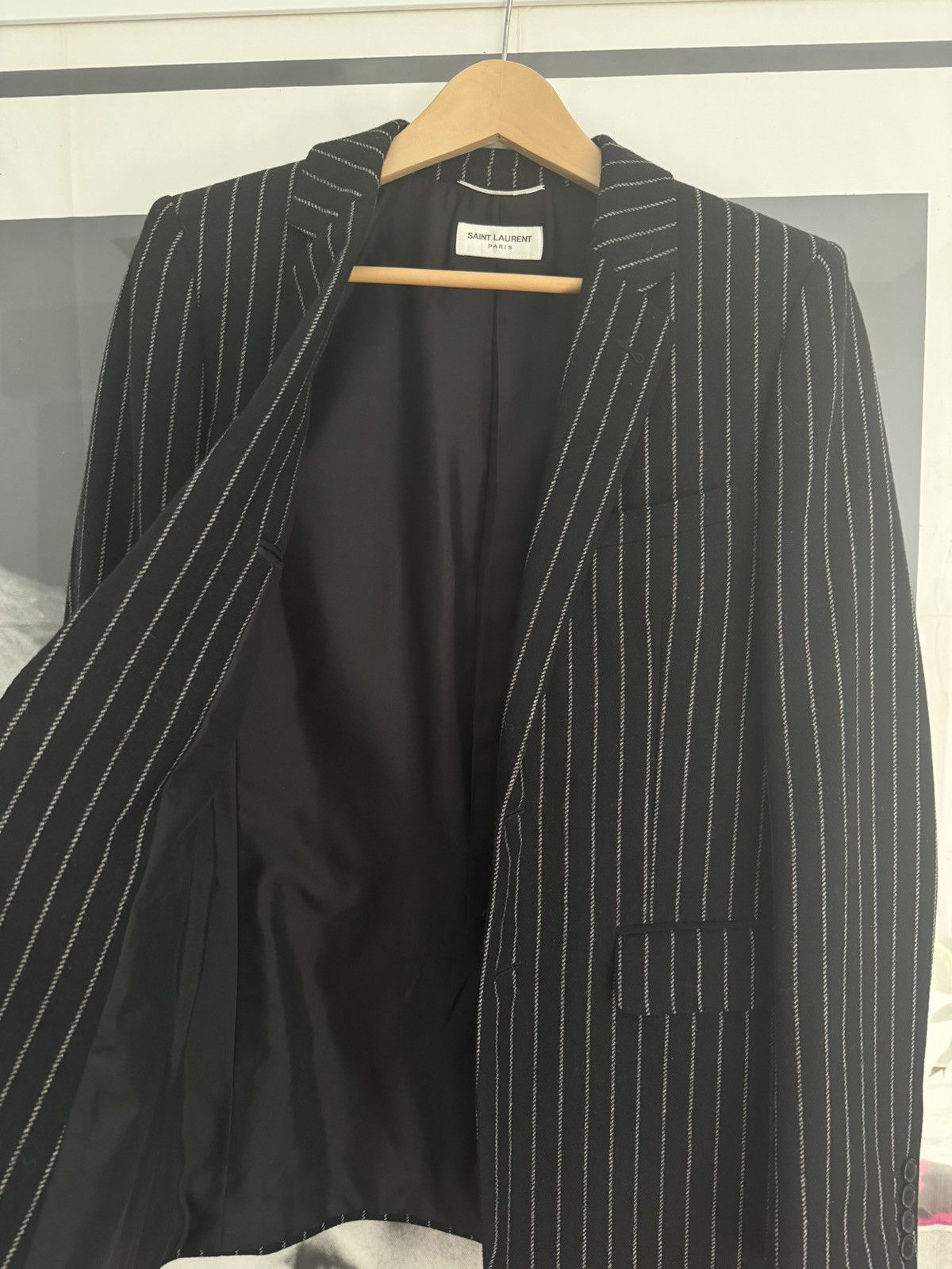 Hedi Slimane × Saint Laurent Paris FW15 Runway Chalk Stripe Jacket 46 Size 46R - 6 Thumbnail
