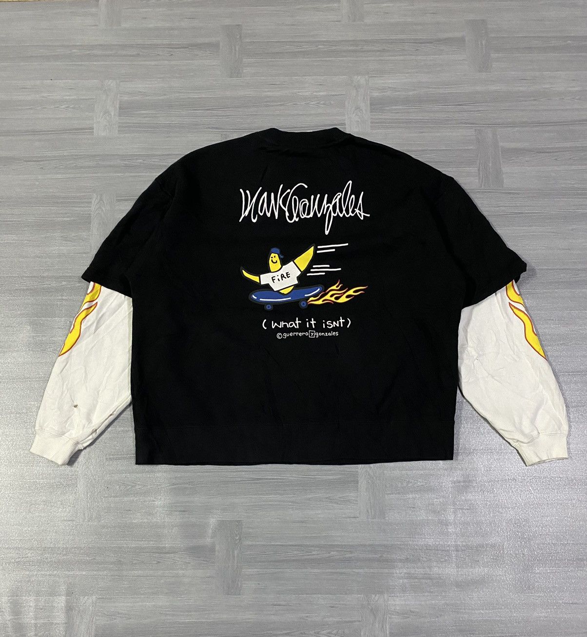 Other MARK GONZALES Men's Fleece-Lined Big Sweatshirt FIRE Size US M / EU 48-50 / 2 - 15 Thumbnail