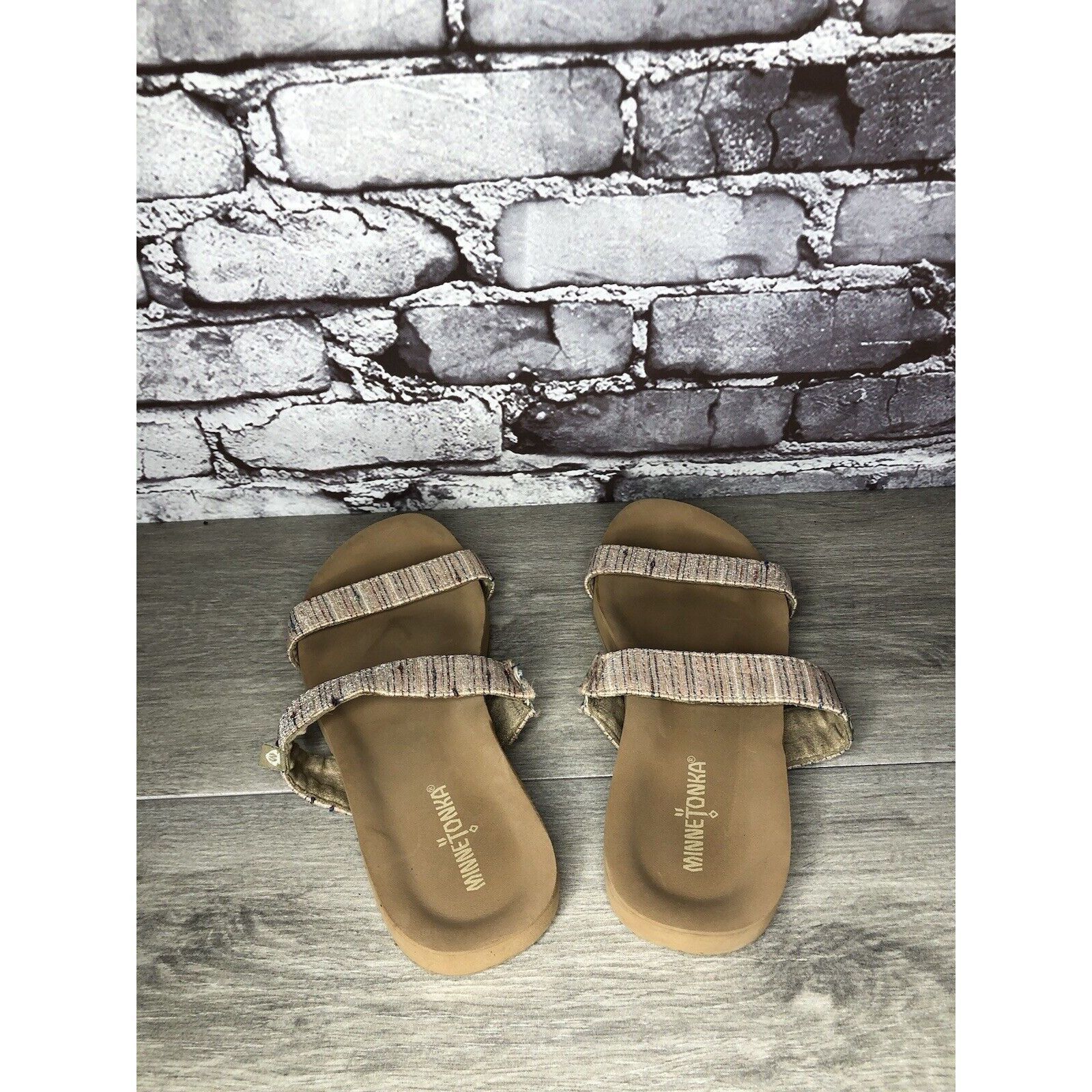 Minnetonka Minnetonka 532288 Pink Fabric Striped Casual Slides Sandals Size US 7 / IT 37 - 5 Thumbnail