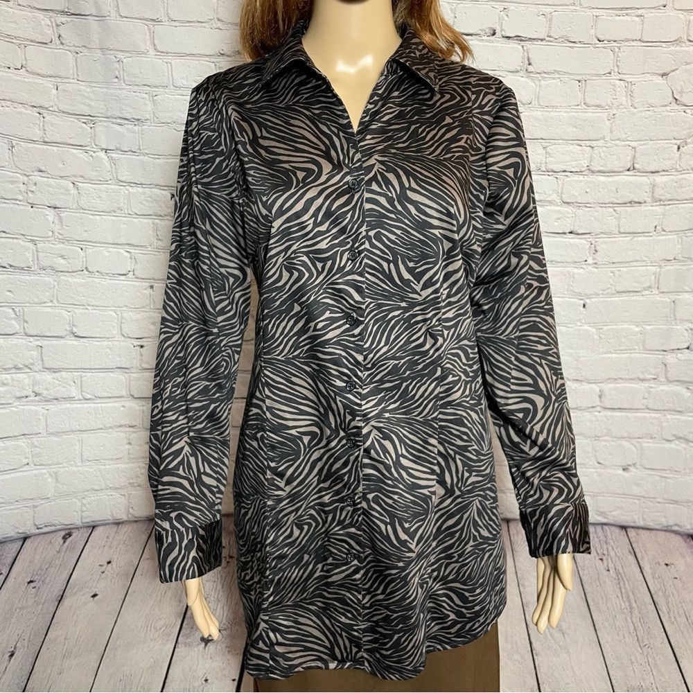 Chicos Chico's Animal Print Cotton Long Sleeve Button Shirt Size 2 Size L / US 10 / IT 46 - 9 Thumbnail