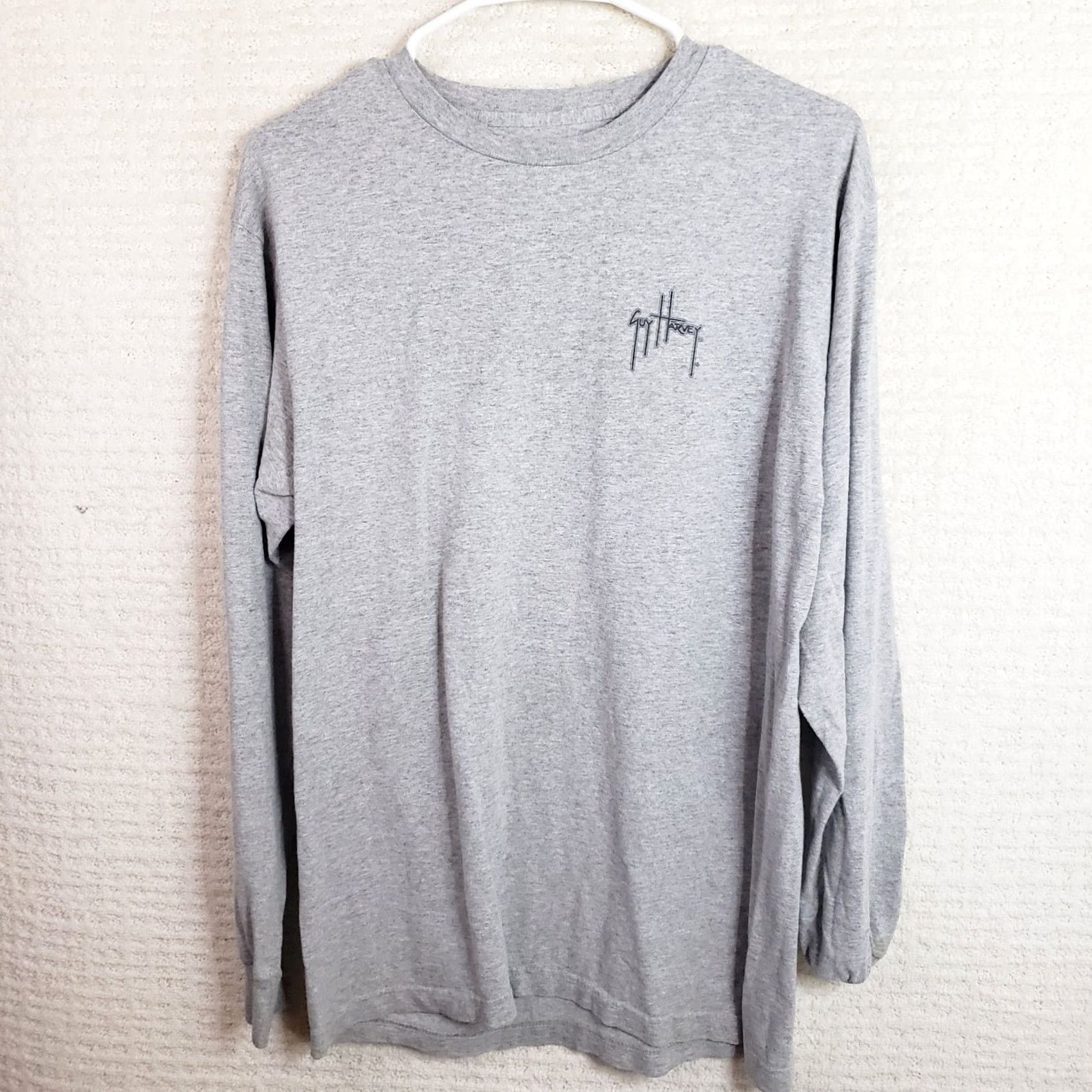 Guy Harvey Guy Harvey Long Sleeve T-Shirt Men's M Gray Marlin Back Logo Graphic Crew Neck Jersey Cotton Polyester Spandex Classic Fit Size US M / EU 48-50 / 2 - 2 Thumbnail