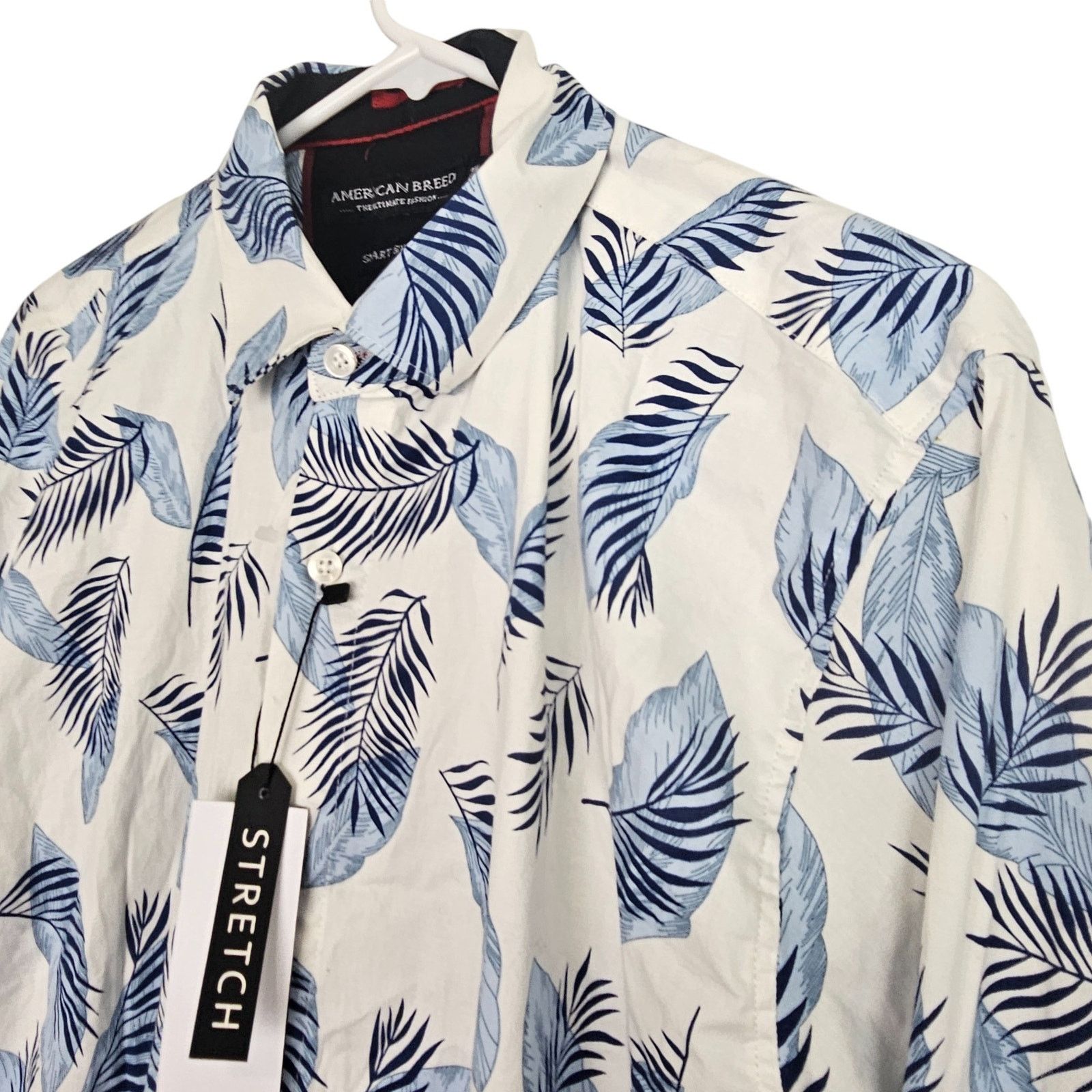 American Apparel American Breed Mens Smart Shirt Size 2XL Leaf Print Stretch Size US XXL / EU 58 / 5 - 5 Thumbnail