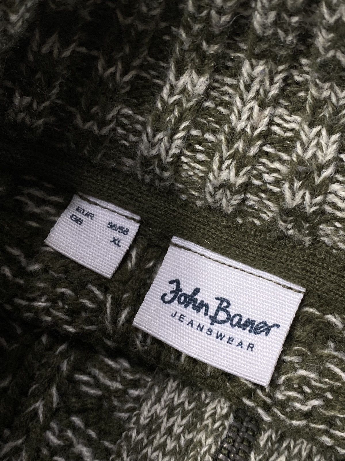 John Baner LASTDROP🔥 Khaki Green Flecked Warm Ribbed Cable Knit Sweater Size US XL / EU 56 / 4 - 6 Thumbnail