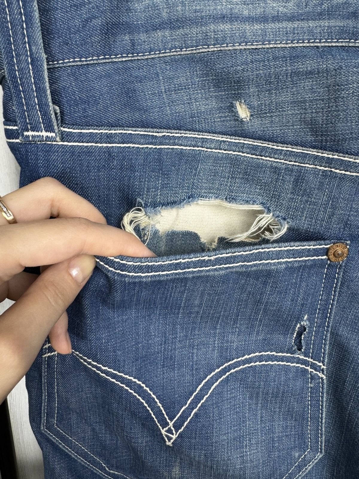 Levi's Vintage Clothing LEVI'S Patented Riveted Duck May 1873 Distressed Denim Jeans Size US 36 / EU 52 - 8 Thumbnail