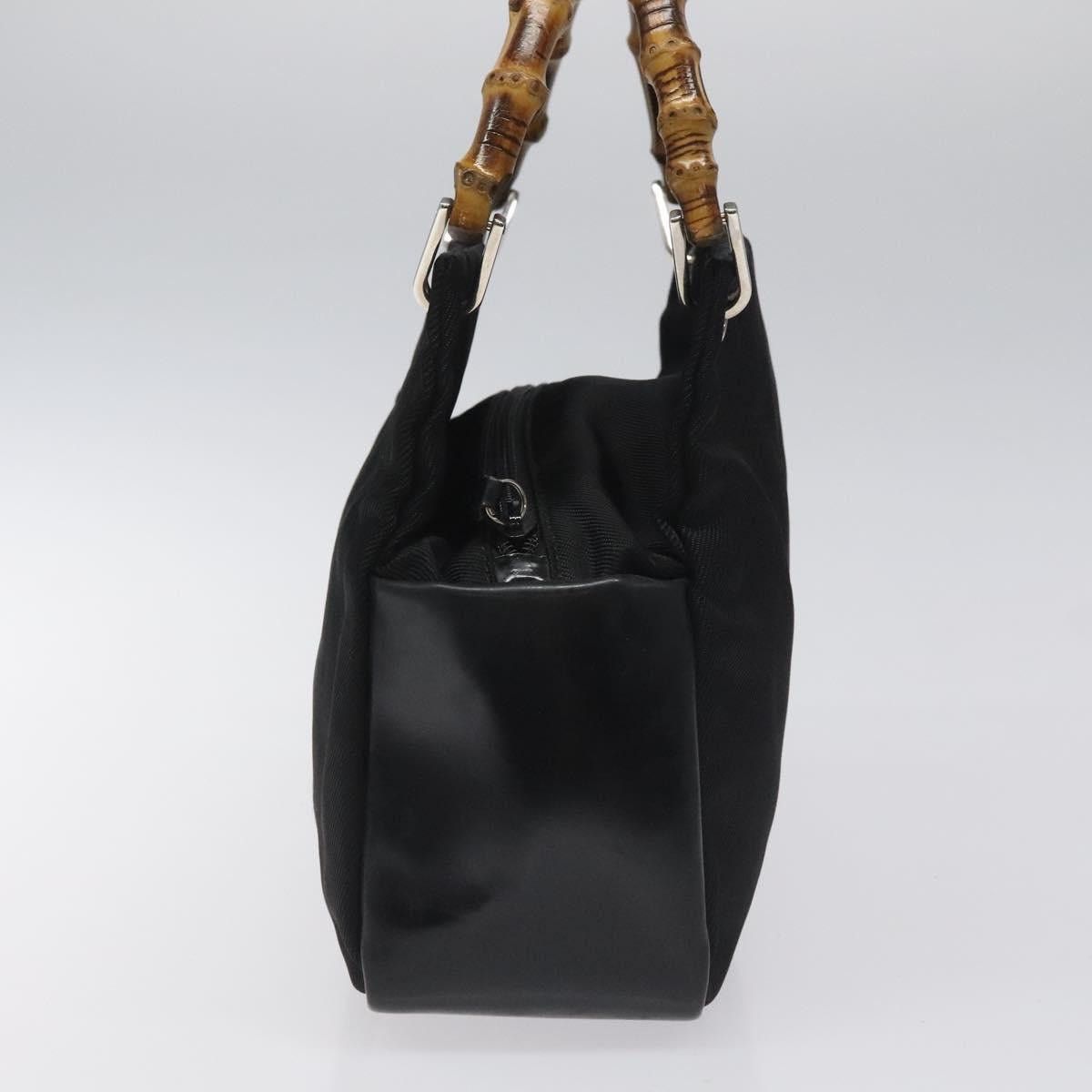 GUCCI Bamboo Hand Bag Nylon Black Silver 000 2865 000 2865
