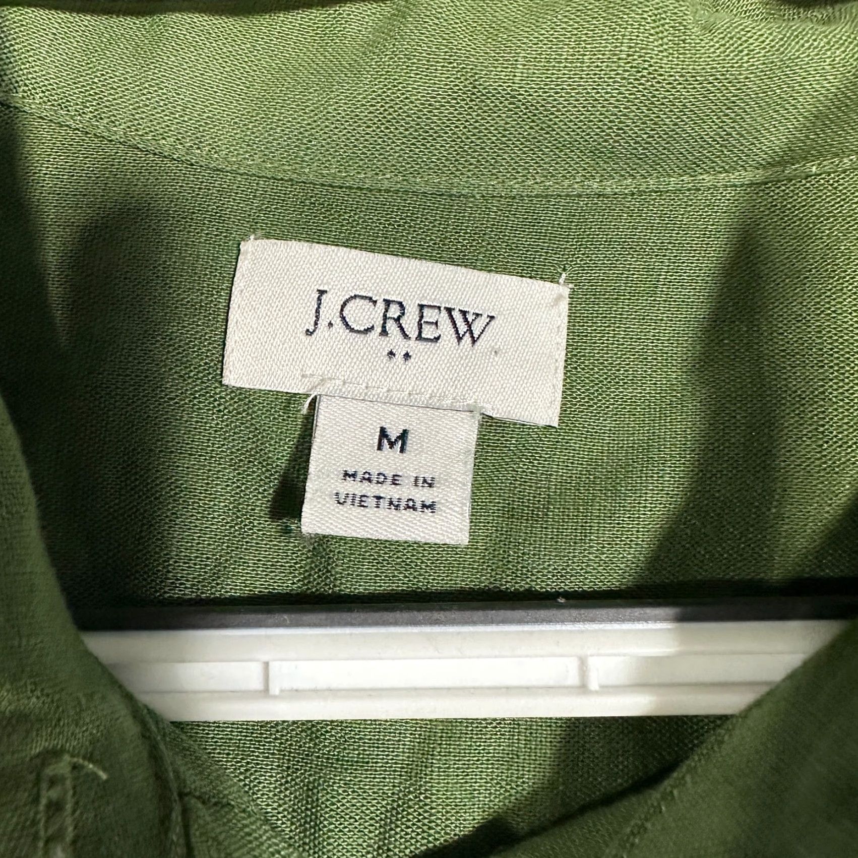 J.Crew J.CREW Shirt Womens Medium Green Cotton Linen Button-Up Pockets Size M / US 6-8 / IT 42-44 - 6 Thumbnail