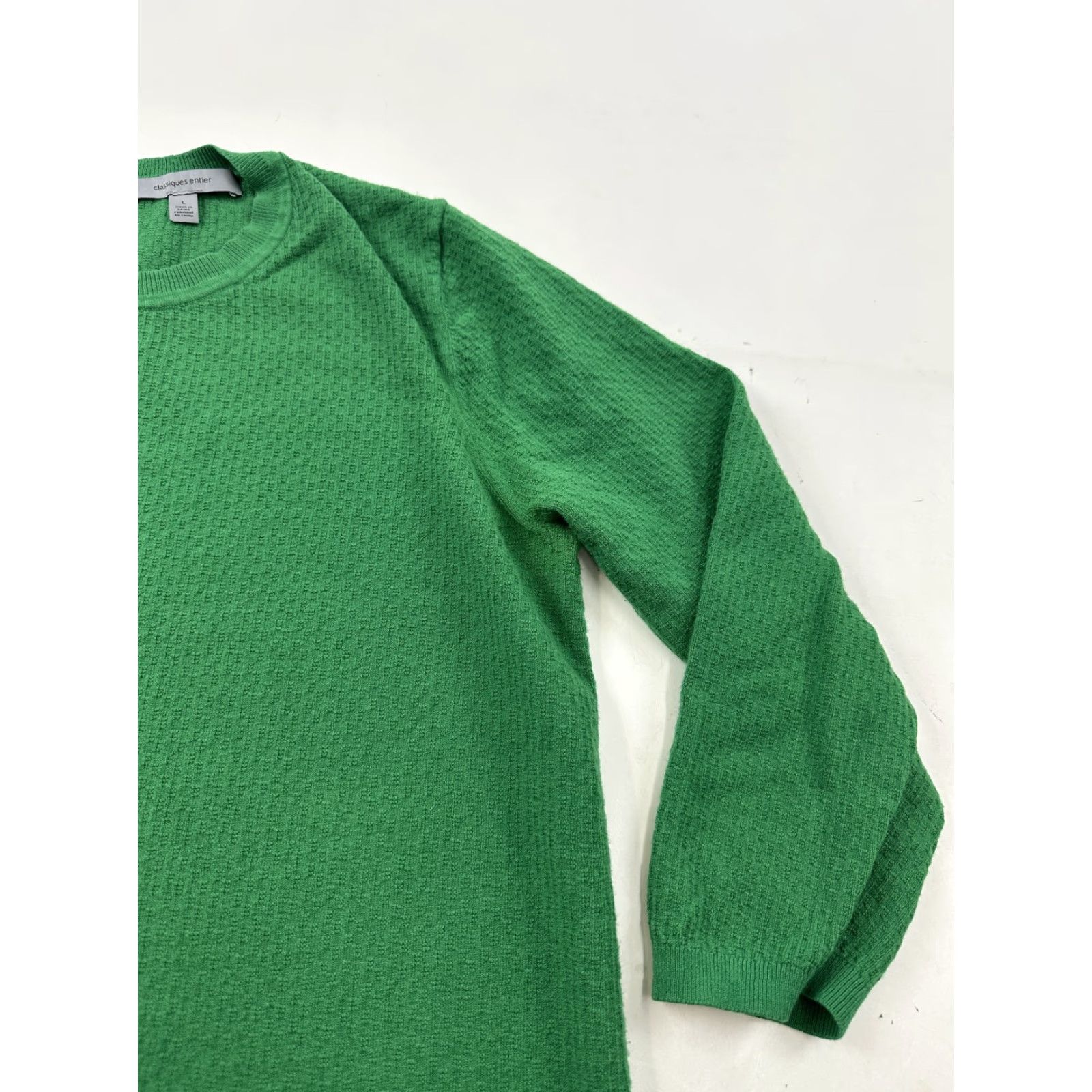Vintage Classiques Entier Sweater Womens Large Green Textured Knit Pullover Crewneck Size L / US 10 / IT 46 - 2 Thumbnail