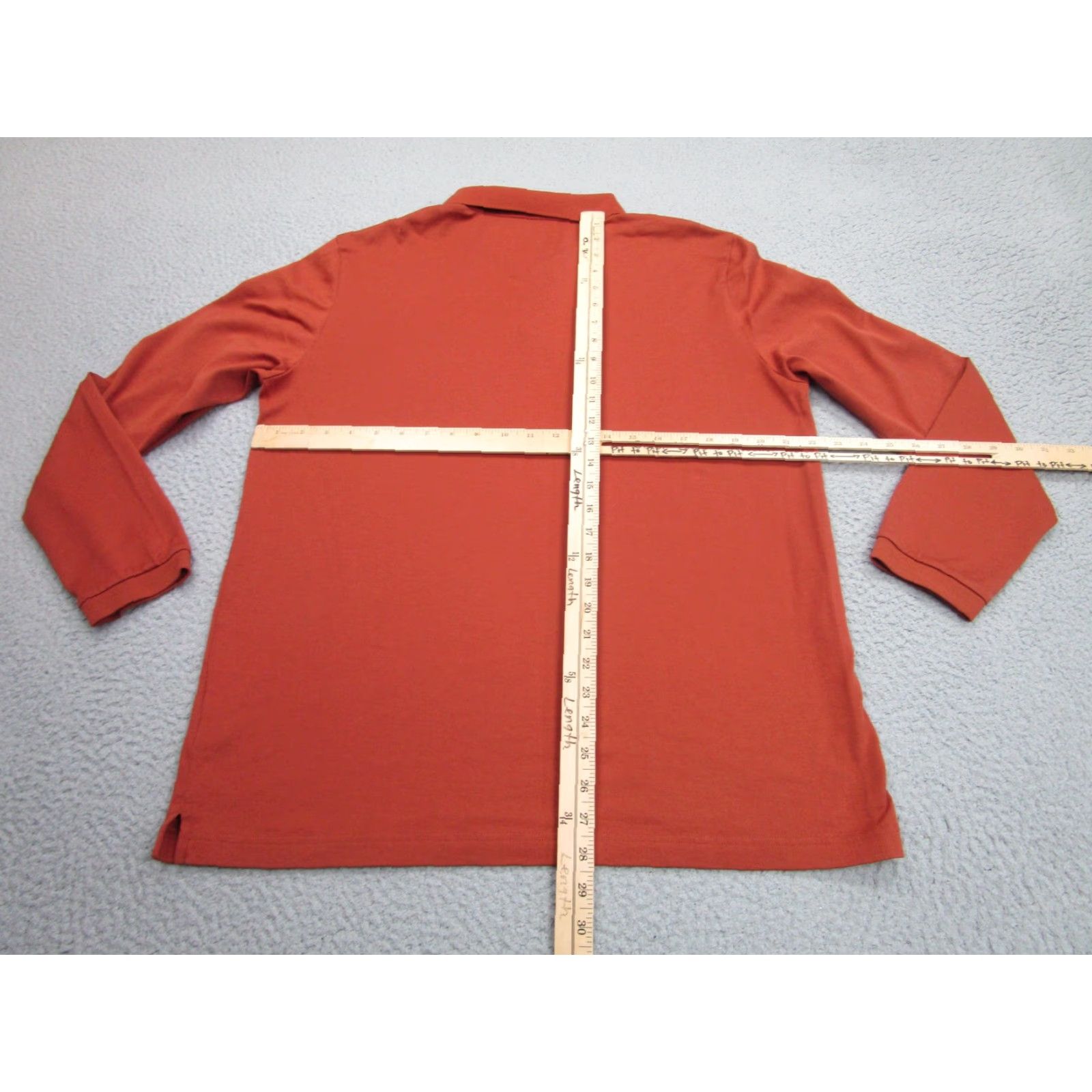 Vintage Robert Barakett 100% Pima Cotton Mens Large Orange Polo Shirt Long Sleeve Casual Size US L / EU 52-54 / 3 - 7 Thumbnail