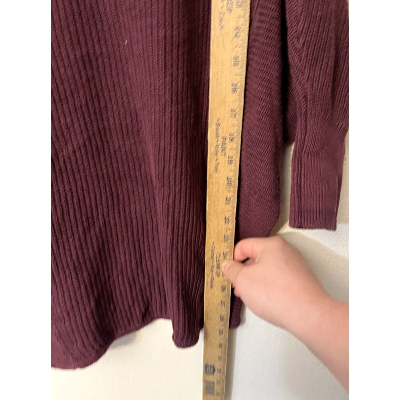Express Express Womens Small Maroon V Neck Solid 3/4 Sleeve Sweater Top Solid Size S / US 4 / IT 40 - 4 Thumbnail