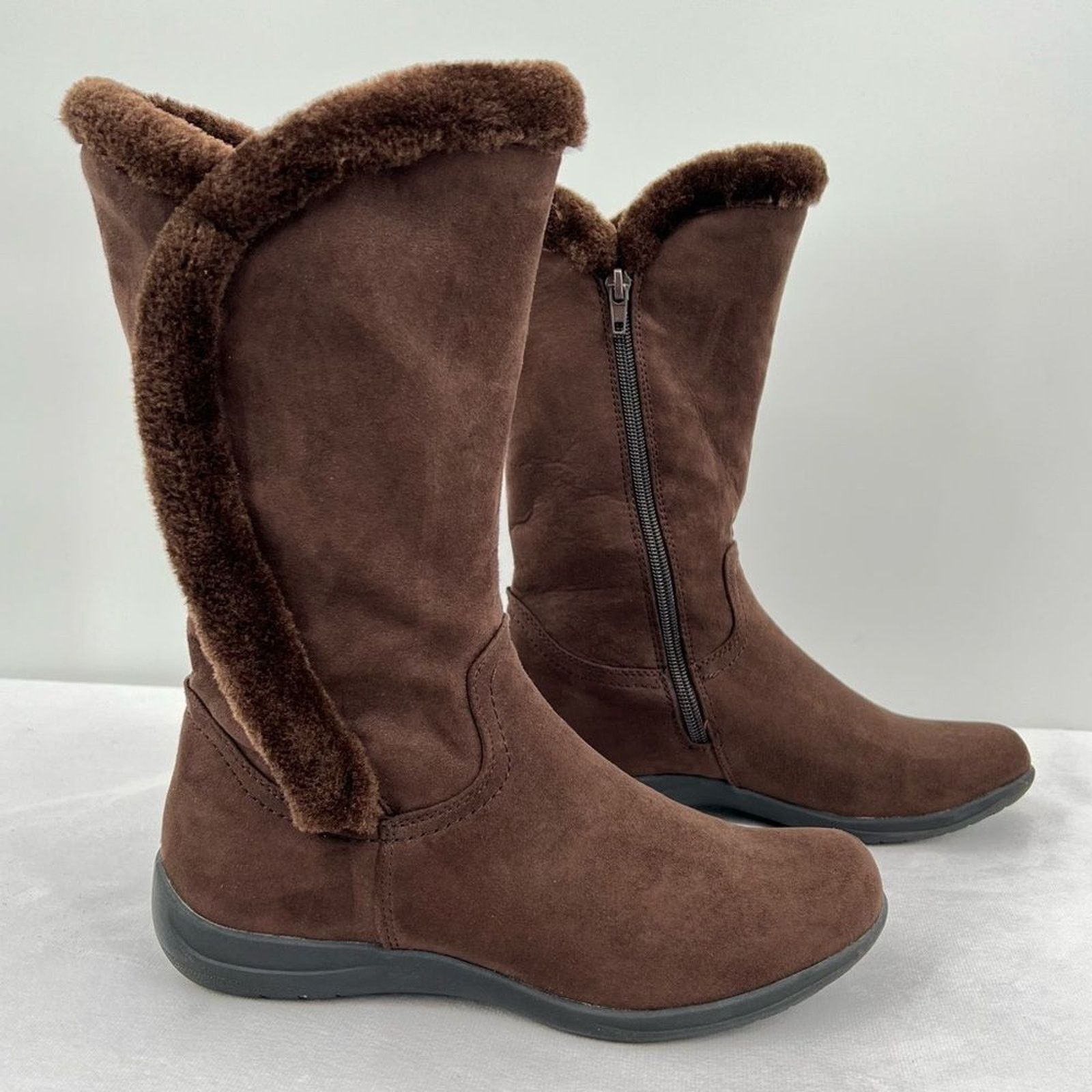 Bass Bass FlexStep Loretta Chocolate Brown Faux Suede Tall Zip Size US 7 / IT 37 - 1 Thumbnail