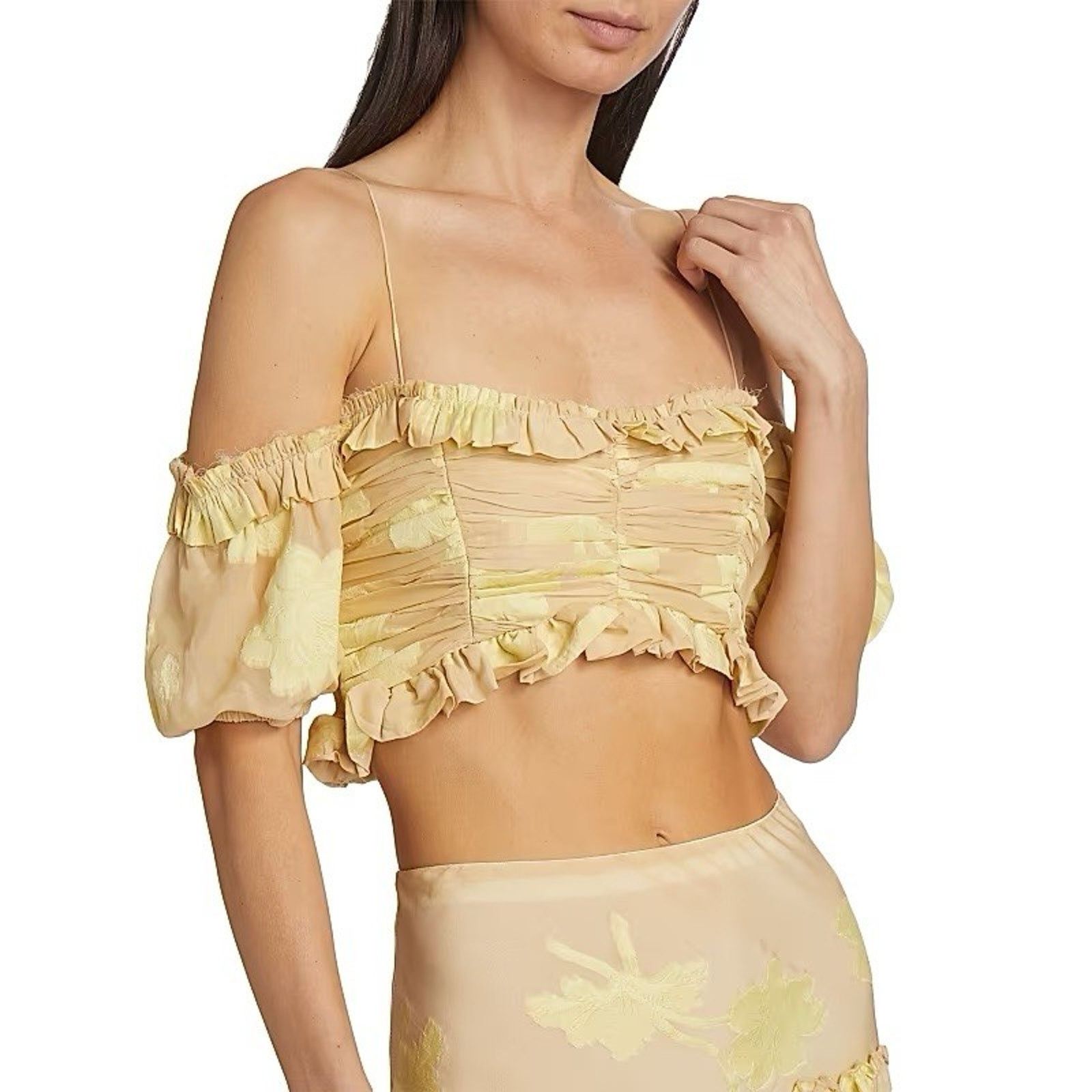 LoveShackFancy LoveShackFancy Emalin floral print cropped off-the-shoulder Size L / US 10 / IT 46 - 2 Thumbnail