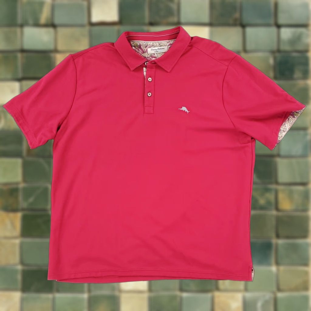 Tommy Bahama Tommy Bahama Island Zone Polo Shirt Short Sleeve Magenta Mens XXL Size US XXL / EU 58 / 5 - 1 Thumbnail