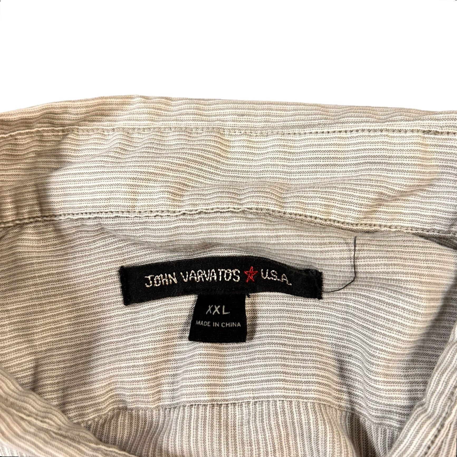 John Varvatos John Varvatos Shirt Mens 2XL Gray Striped Cotton Long Sleeve Casual Button-Down Size US XXL / EU 58 / 5 - 2 Thumbnail