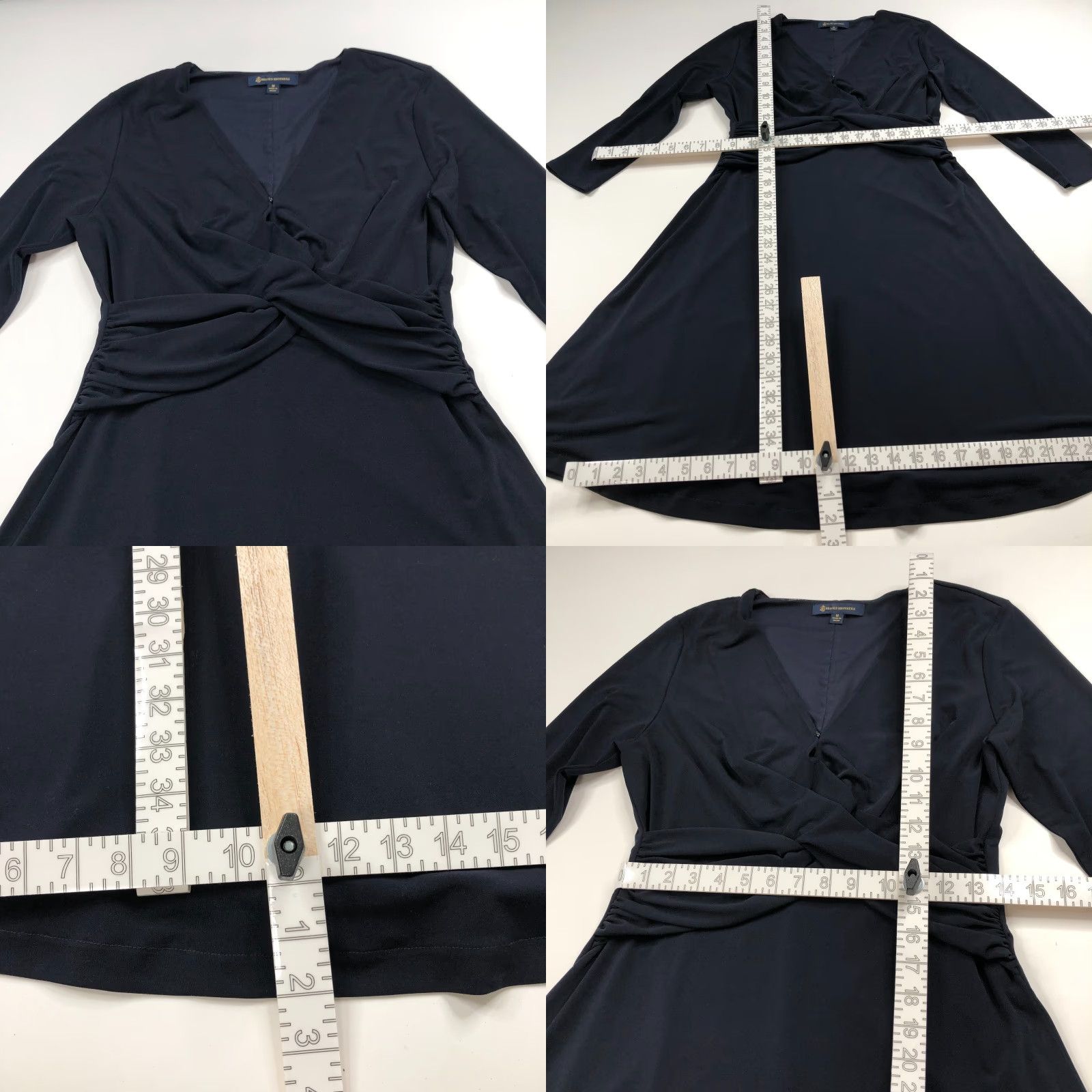 Brooks Brothers Brooks Brothers Dress Medium Faux Wrap Above Knee Length Blue Navy MINT 3/4 Sleeve V-Neck A-Line Woman Womens (Adult) Size M / US 6-8 / IT 42-44 - 8 Thumbnail