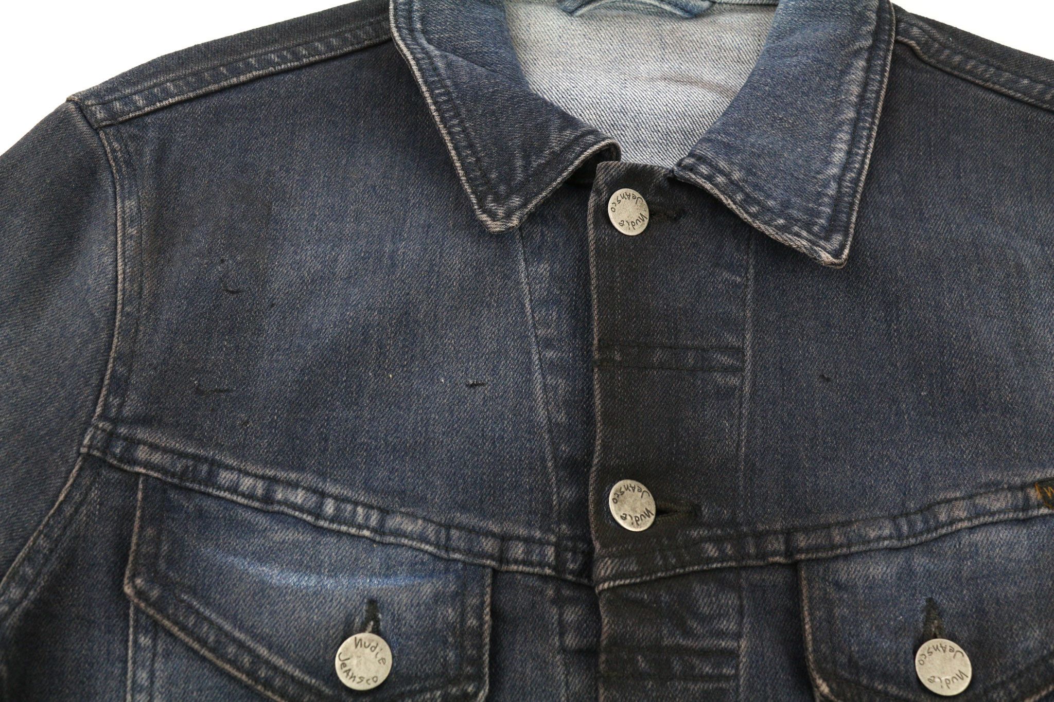 Nudie Jeans PERRY S Denim Black On Blue Buttoned Jacket 80747 Size US S / EU 44-46 / 1 - 7 Thumbnail