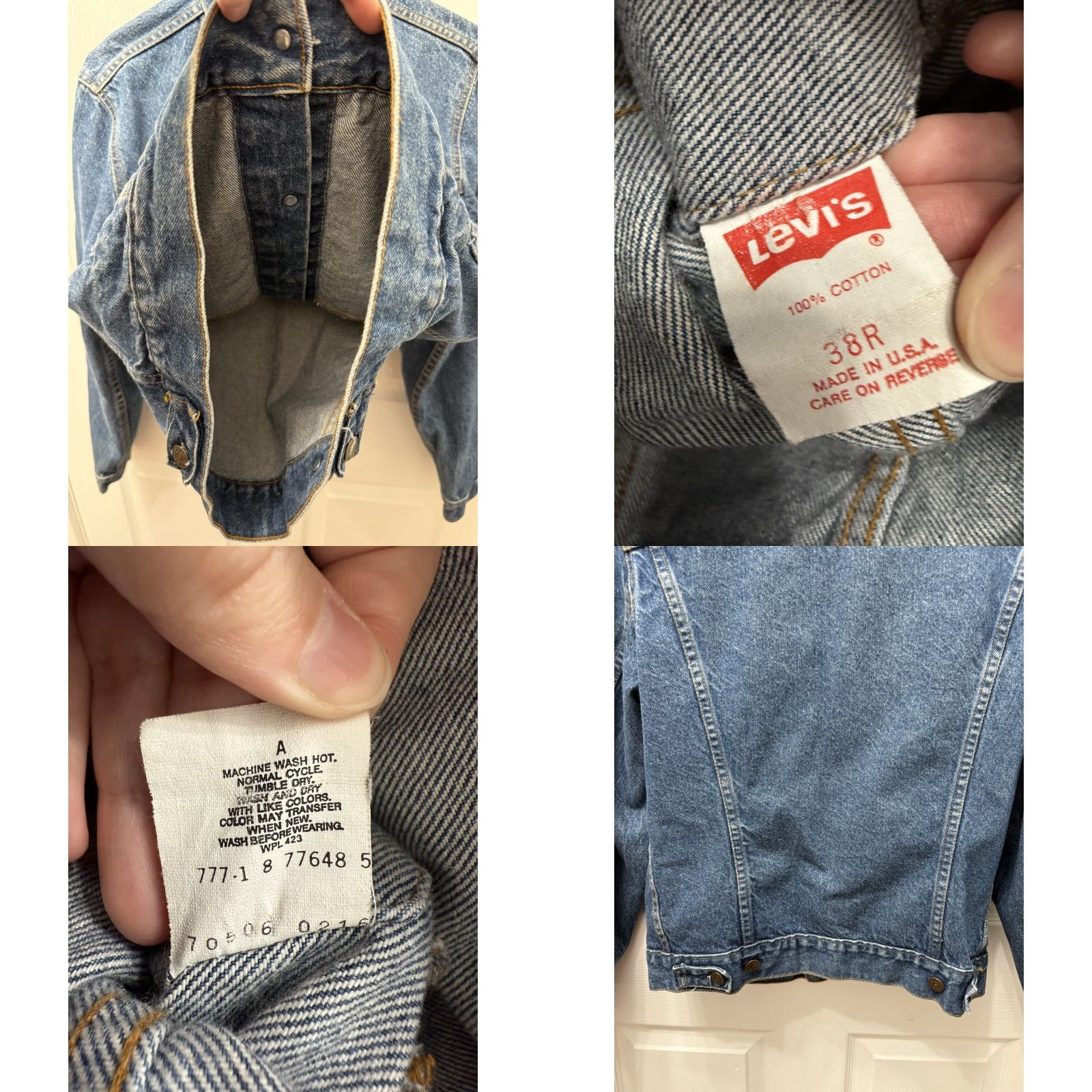 Levi's VINTAGE Levi’s Denim Trucker Jacket Coat 38R USA 80s Blue Cotton Outdoor Outerwear Mens Womens Size US XXS / EU 40 - 9 Thumbnail