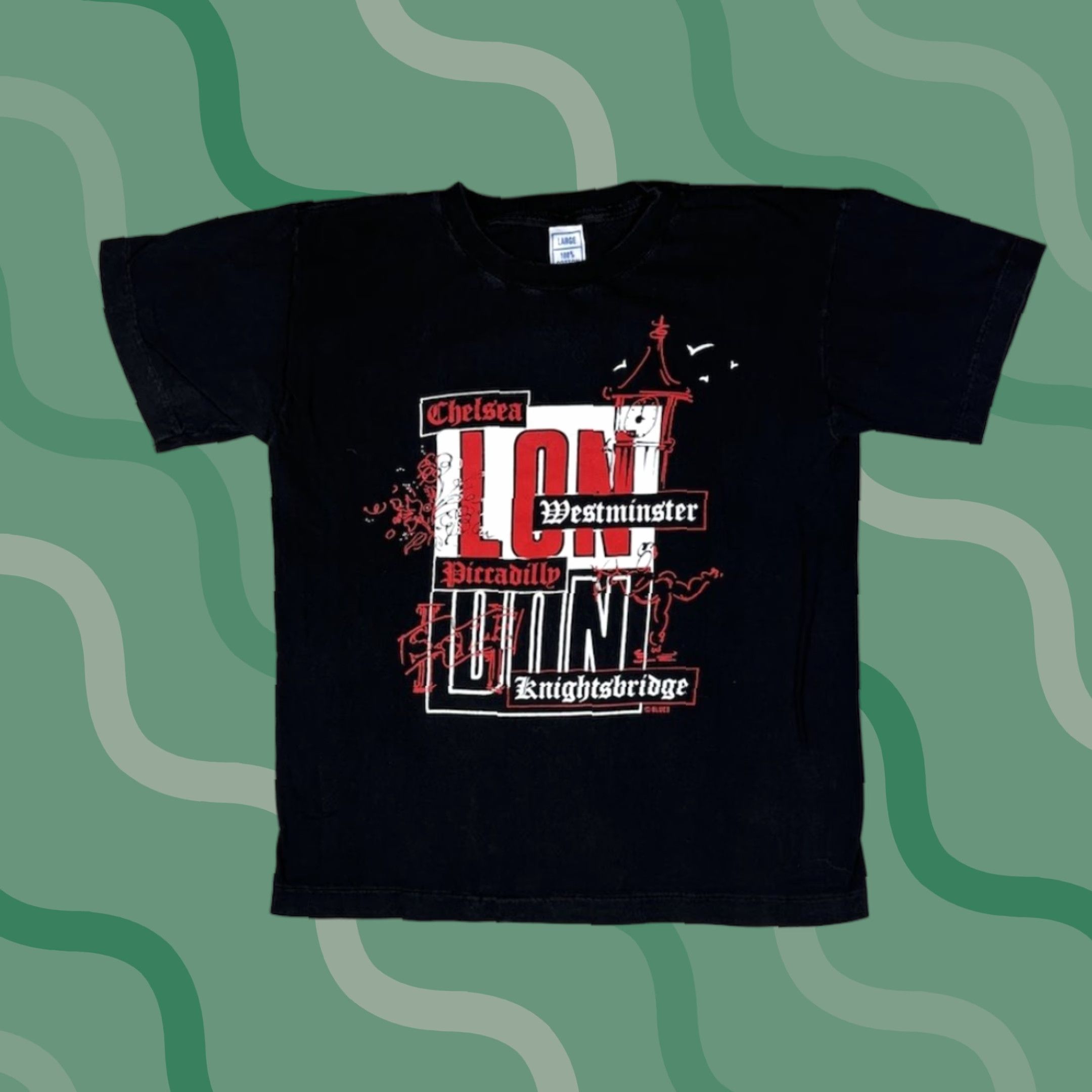 Vintage VINTAGE 90s London City Art T Shirt L Black Mens Short Sleeve Crew Neck Cotton Graphic Print Size US L / EU 52-54 / 3 - 1 Thumbnail