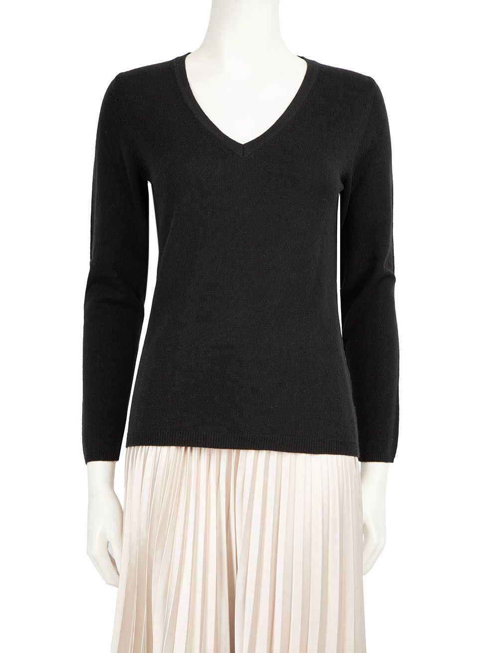 N.Peal Black V-Neck Cashmere Knit Top Size M / US 6-8 / IT 42-44 - 1 Thumbnail