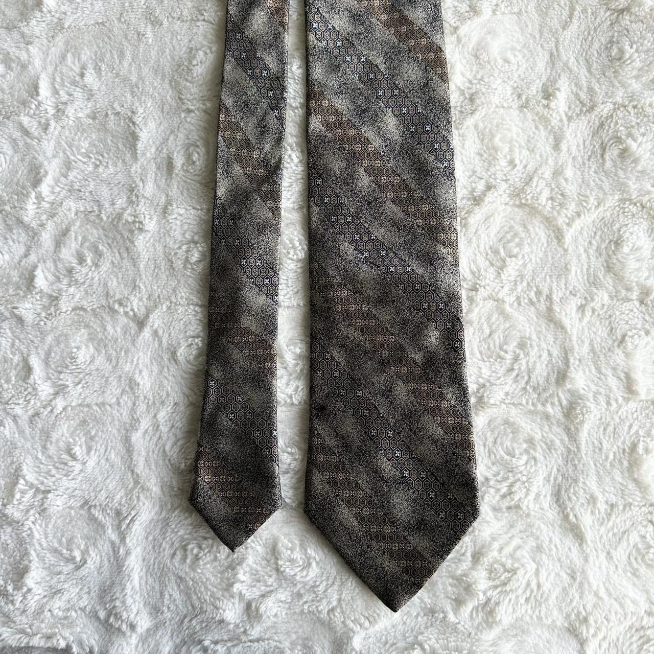 Brioni Brioni Necktie Mens Silver Geometric Handmade Silk Italy Size ONE SIZE - 1 Thumbnail