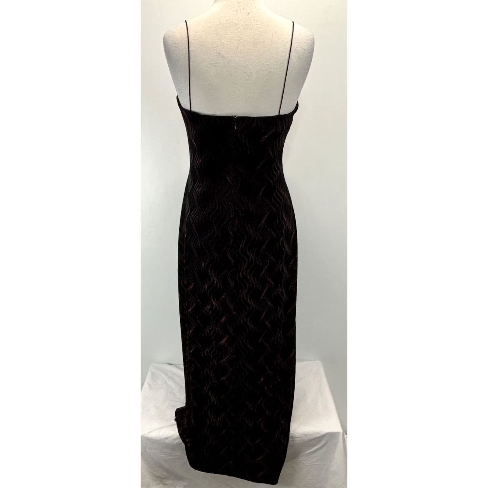 Vintage VINTAGE JS Boutique Maxi Formal Dress 12 Black Red Shimmer Velour Glitter 90s Y2K Fairy Grunge Gothic Glam Women Size XL / US 12-14 / IT 48-50 - 3 Thumbnail