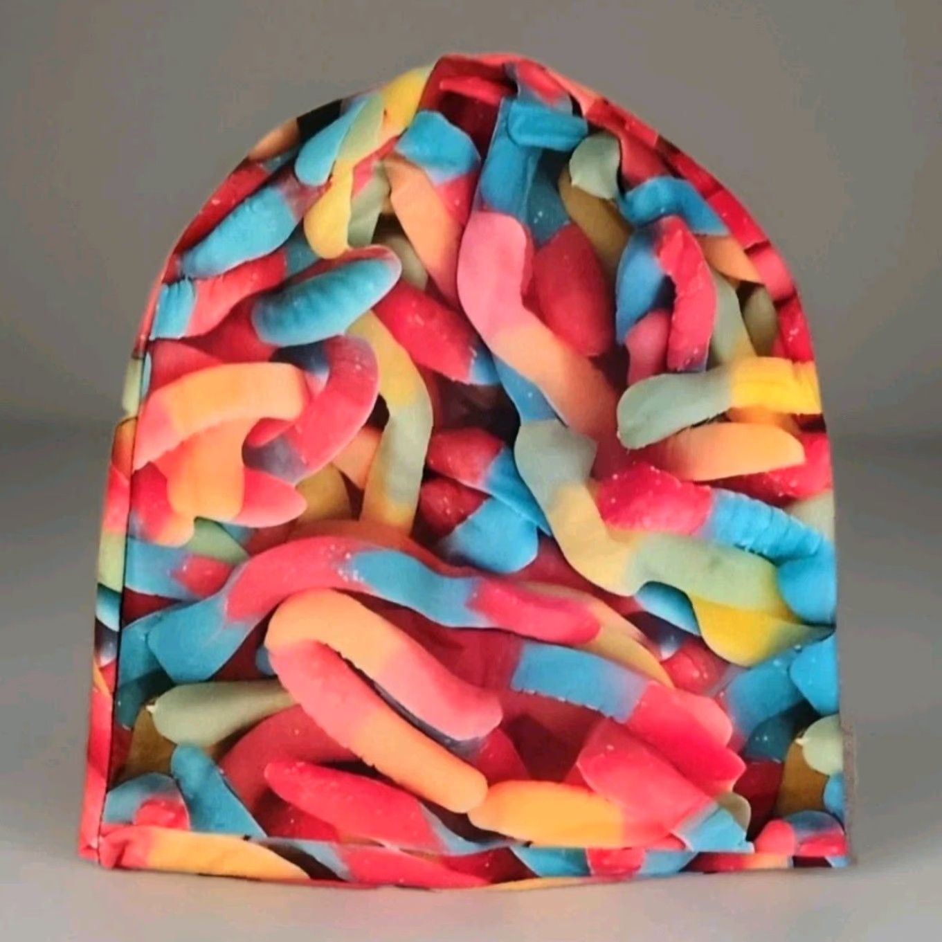 Doublet Gummy Worm Beanie Hat Reversible 1 Size Fits All Multicolor Camouflage Pattern Unisex Adults Beanie Summer Fall Winter Casual Outdoor Travel Size ONE SIZE - 2 Thumbnail