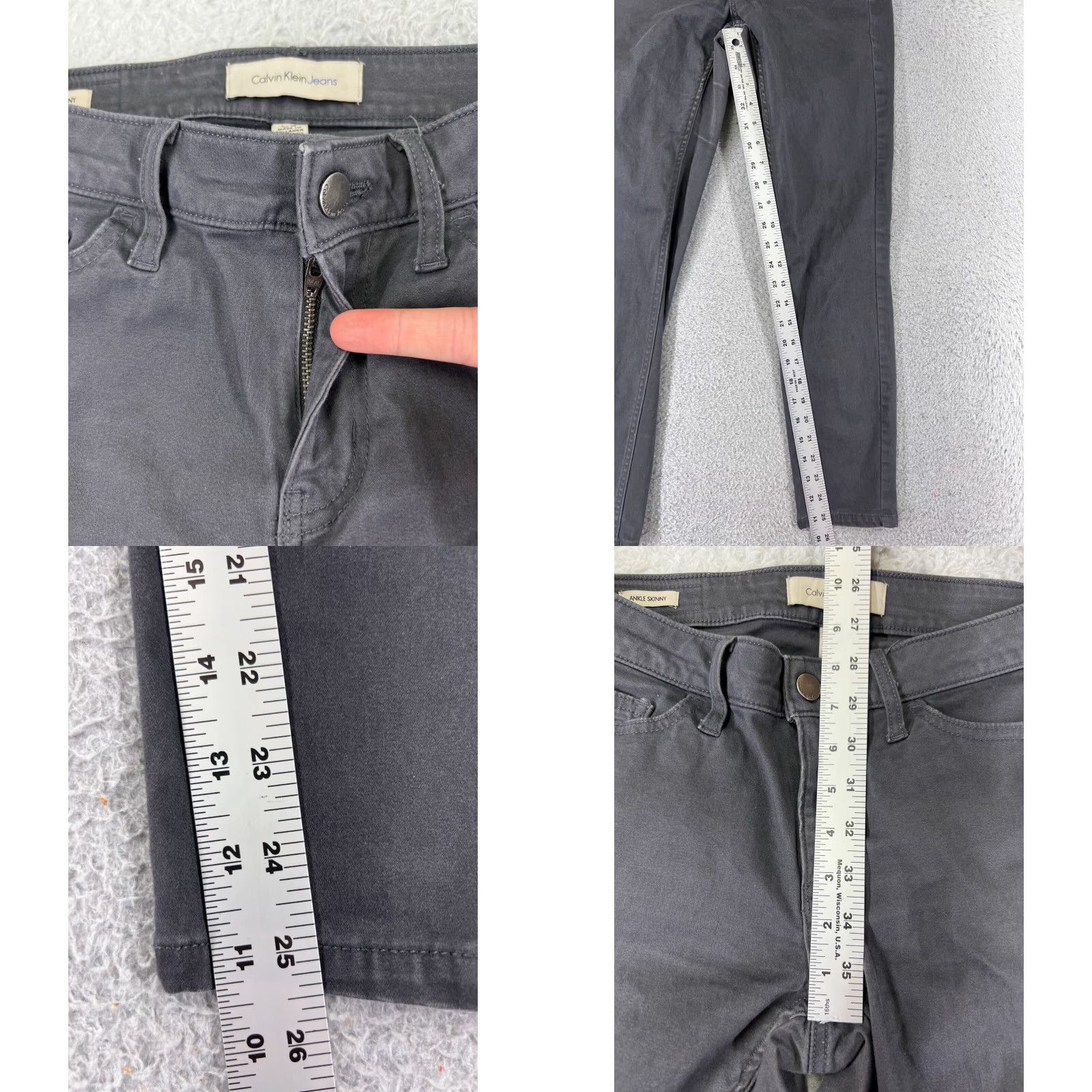 Calvin Klein Calvin Klein Jeans Women 4 Gray Denim Ankle Skinny Stretch Cotton Blend Casual 5-Pocket Zipper Low Rise Mens? Women? No gender. Size 27" / US 4 / IT 40 - 8 Thumbnail