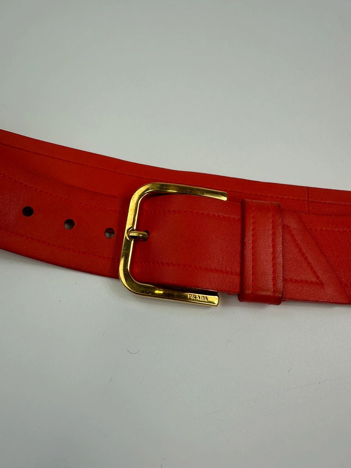 Prada Prada SS2010 Large Red Rose Gold Leather Belt Size ONE SIZE - 2 Thumbnail