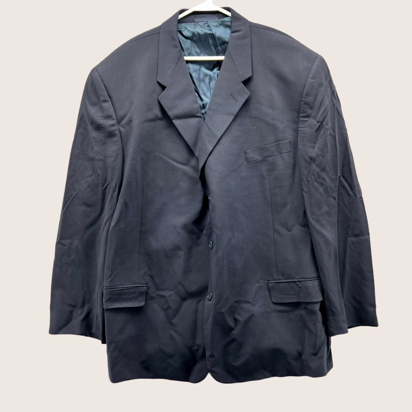 Vintage VINTAGE Jhane Barnes Blazer Mens 50R Blue Navy Sport Coat Jacket Dress Wool Solid Size 50R - 1 Thumbnail