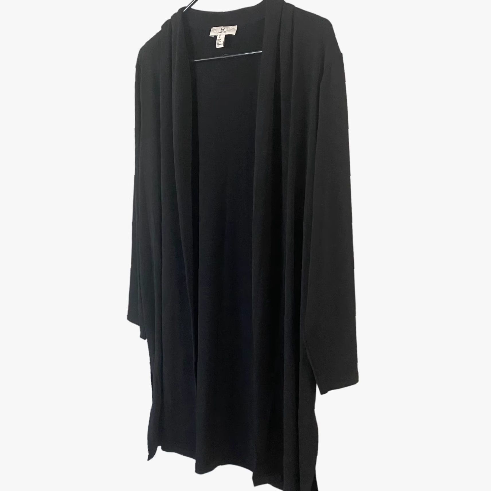 Halston Halston Cardigan Open-Front Black Long Sleeve Women's XL Drape Flowy Stretch Sweater Size XL / US 12-14 / IT 48-50 - 2 Thumbnail