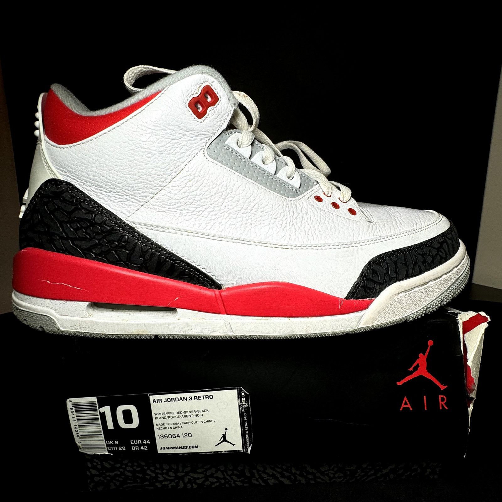 Jordan Brand × Nike Size 10 - Nike Air Jordan 3 Retro Fire Red 