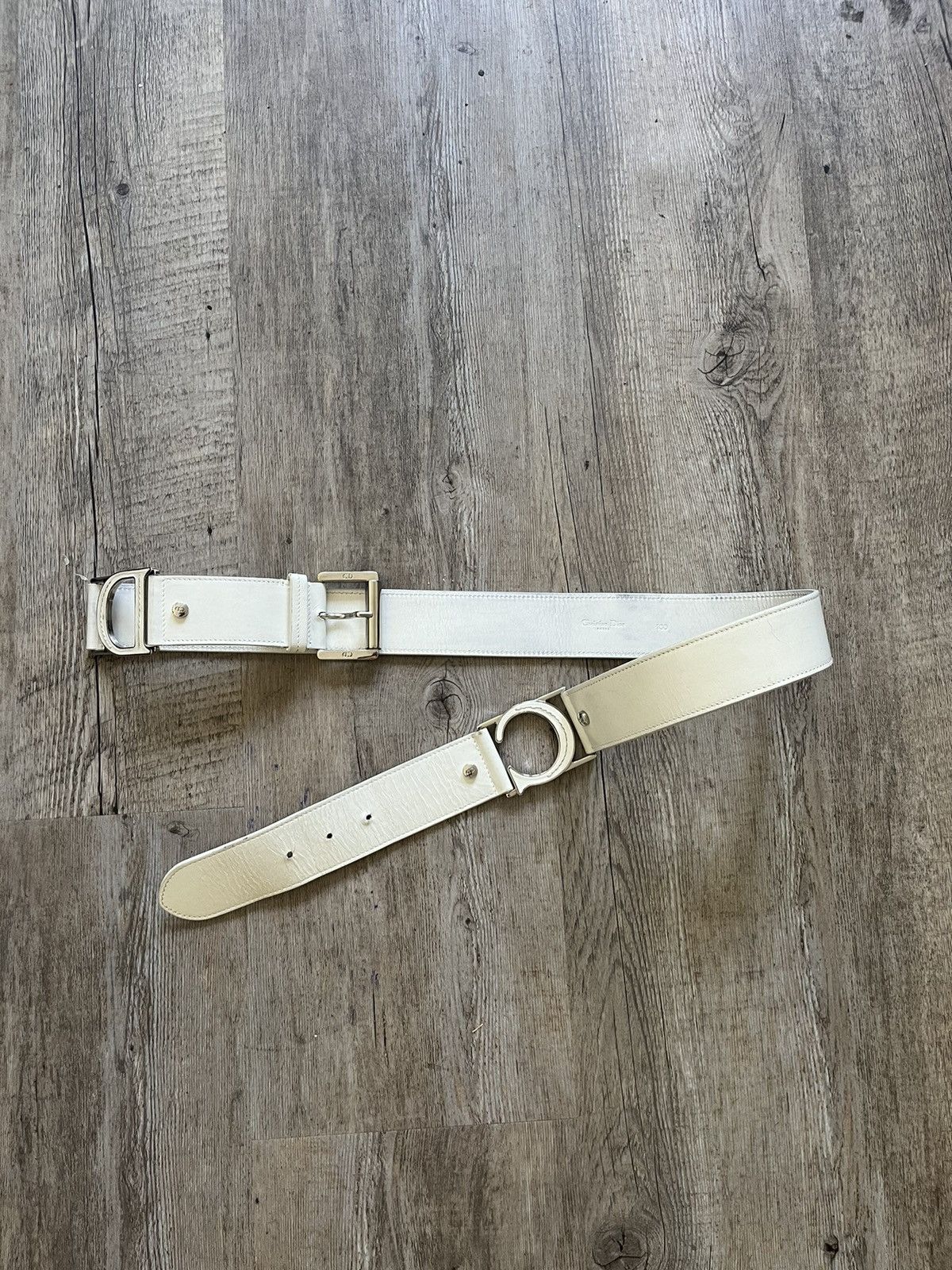 Christian Dior White Leather Ring Belt – Galliano Era Avant