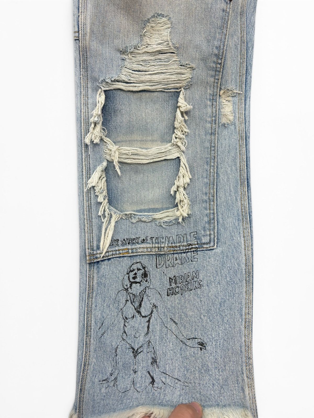 Paly Hollywood Paly Denim Busted Double Knee Pants Size US 32 / EU 48 - 2 Thumbnail