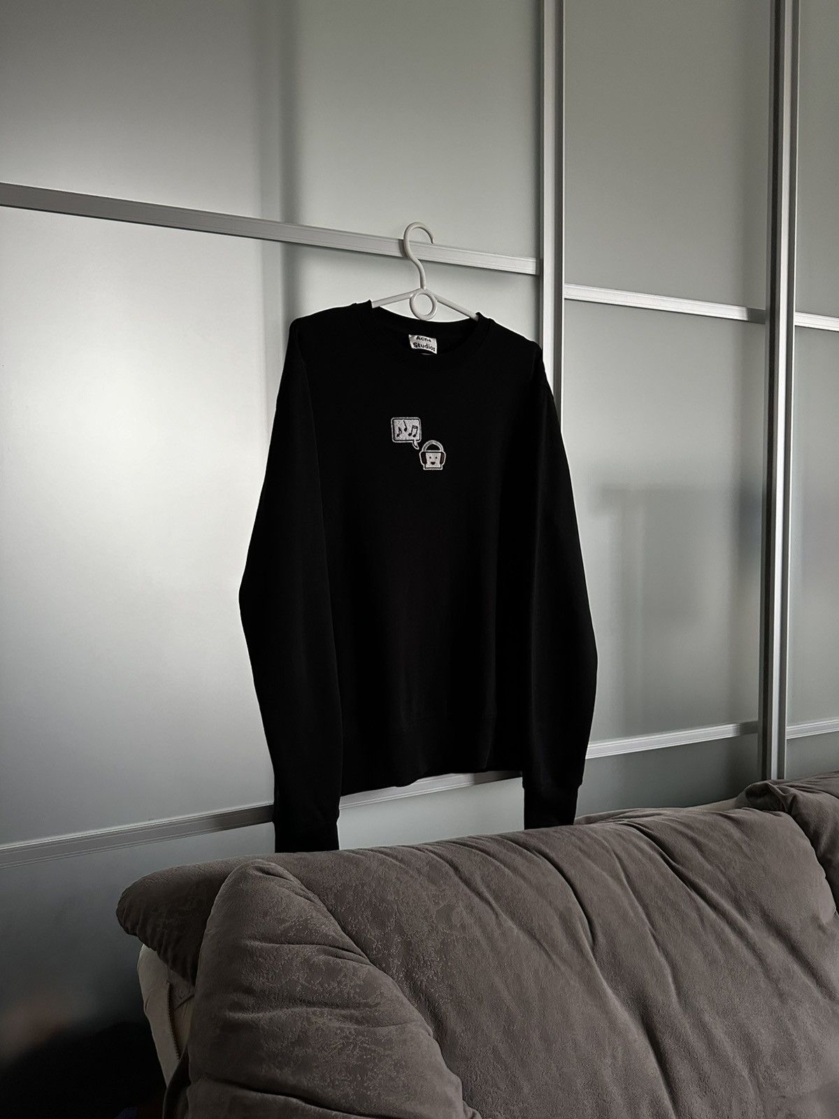 image of Acne Studios Casey Emoji Paw Sweatshirt in Black, Men's (Size Medium)