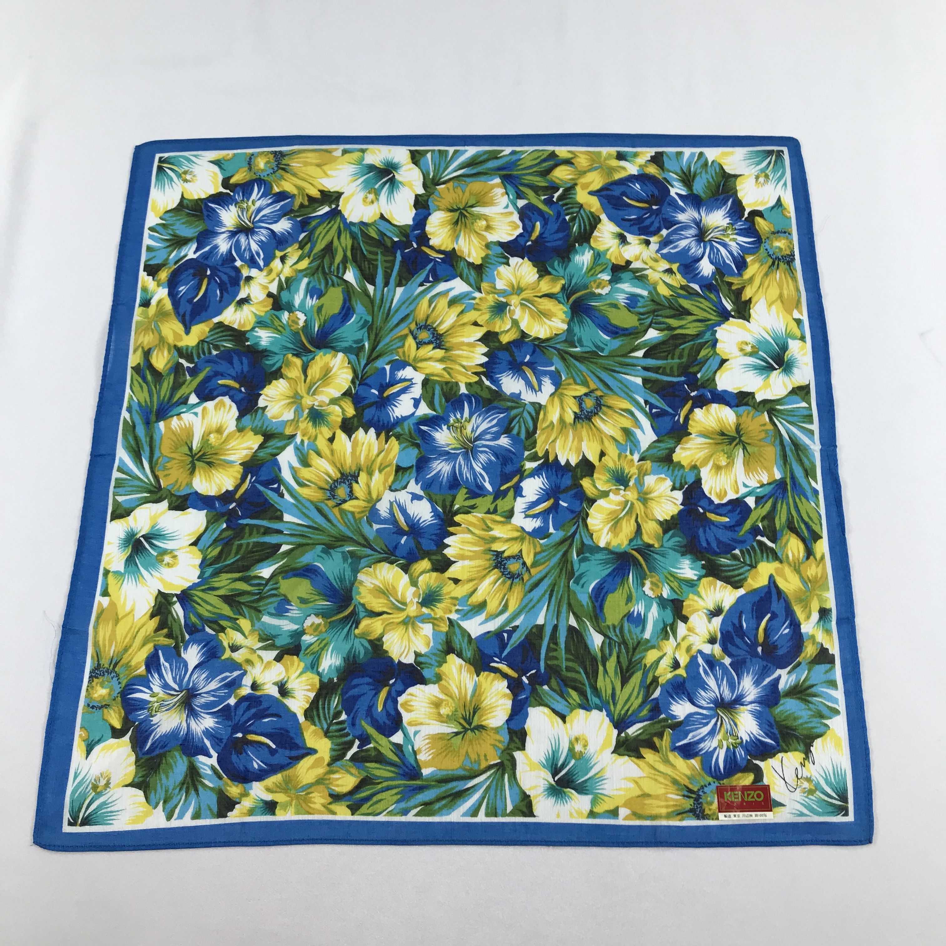 Kenzo Kenzo Blue Flower Handkerchief Neckerchief Bandana H667 Size ONE SIZE - 2 Thumbnail