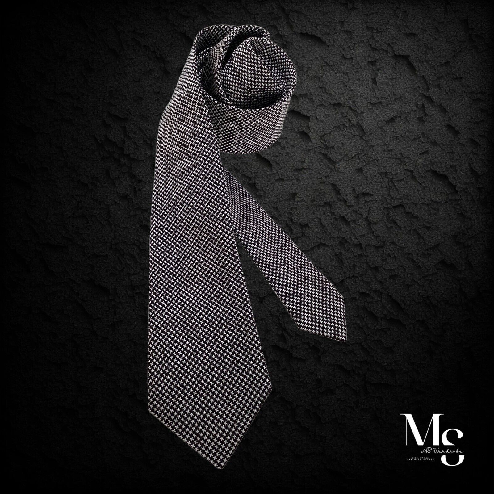 Charles Tyrwhitt CHARLES TYRWHITT Gray Puppytooth Silk Tie W: 2.75" EX COND Size ONE SIZE - 1 Thumbnail